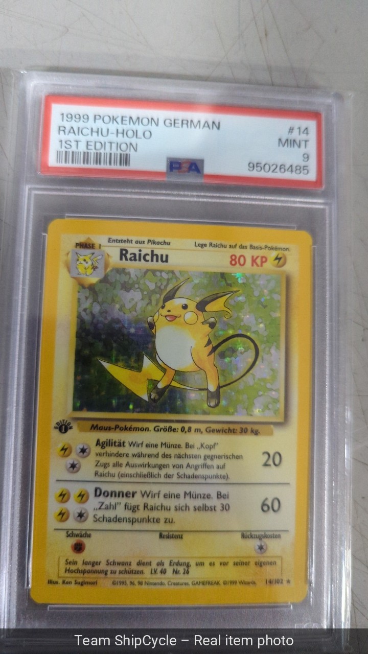 RAICHU German Base Set 1st Edition Holo Rare 14 PSA 9 Vintage Pokemon G2U
