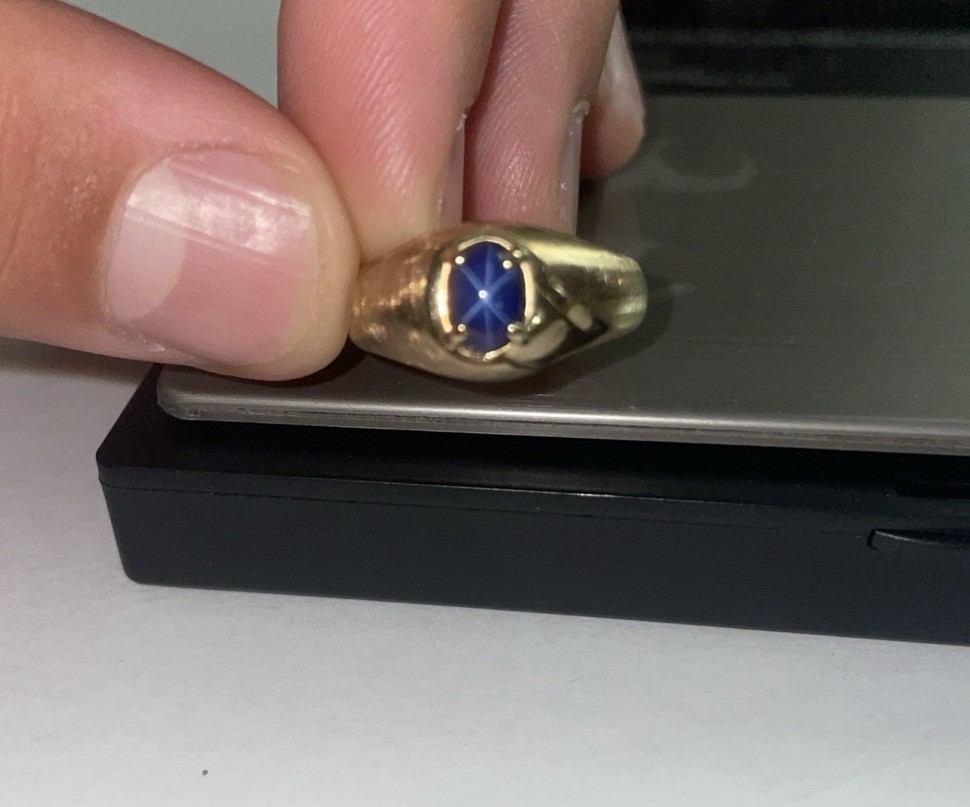 10k gold blue star sapphire ring vintage T&C 10k gold blue star sapphire ring vintage T&C