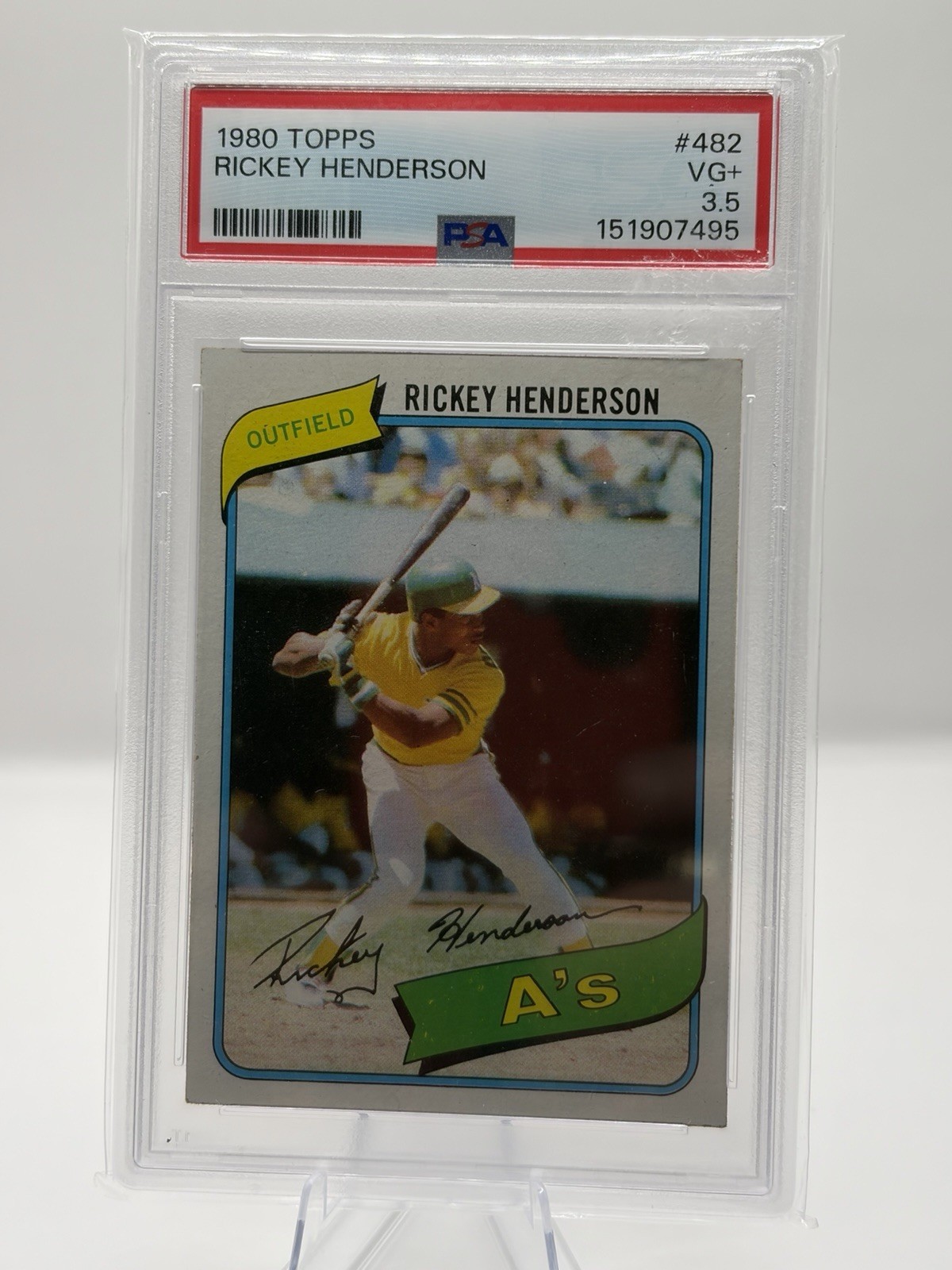 Topps 1980 Rickey Henderson #482 PSA Graded Rookie Card Oakland Athletics Topps 1980 Rickey Henderson #482 PSA Graded Rookie Card Oakland Athletics