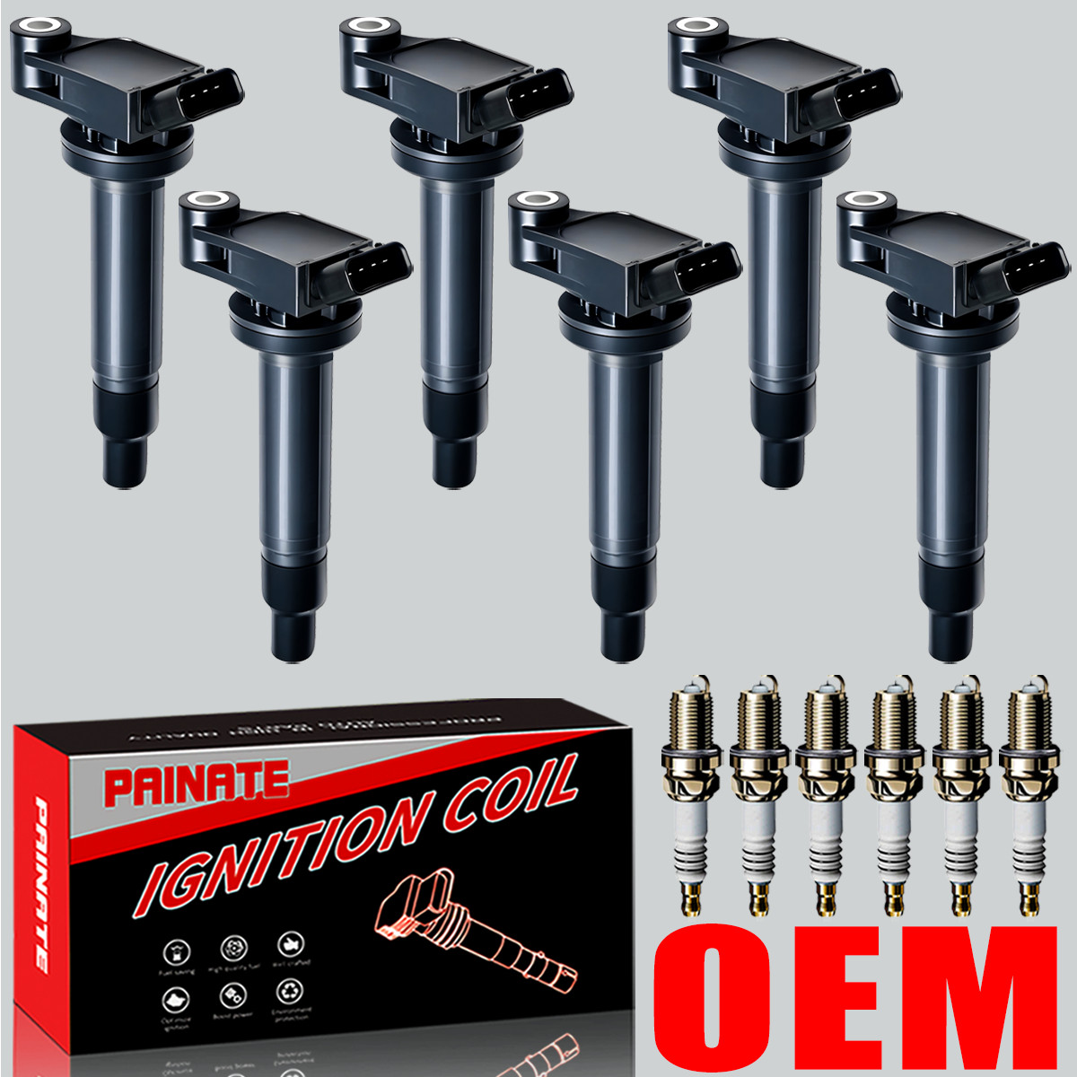 6X OEM Ignition Coil & 6X Iridium Spark Plugs For Toyota Sienna 3.0L 3.3L UF267