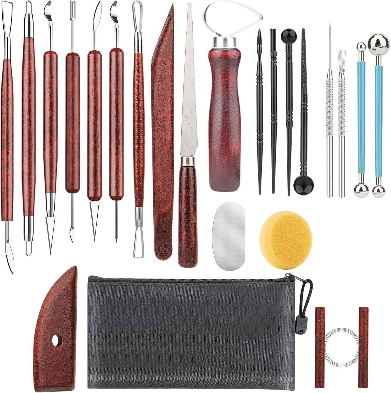 23PCS Clay Sculpting Tools Set Pottery Ceramic Polymer Modeling Kit Supplies