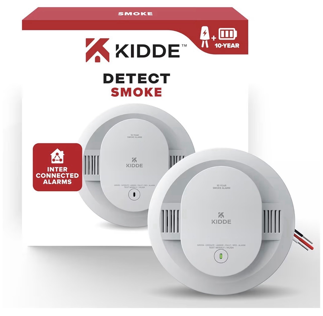 Kidde Smoke Detector Hardwired  10- Year Battery Backup 85 dB Alarm 20SA10