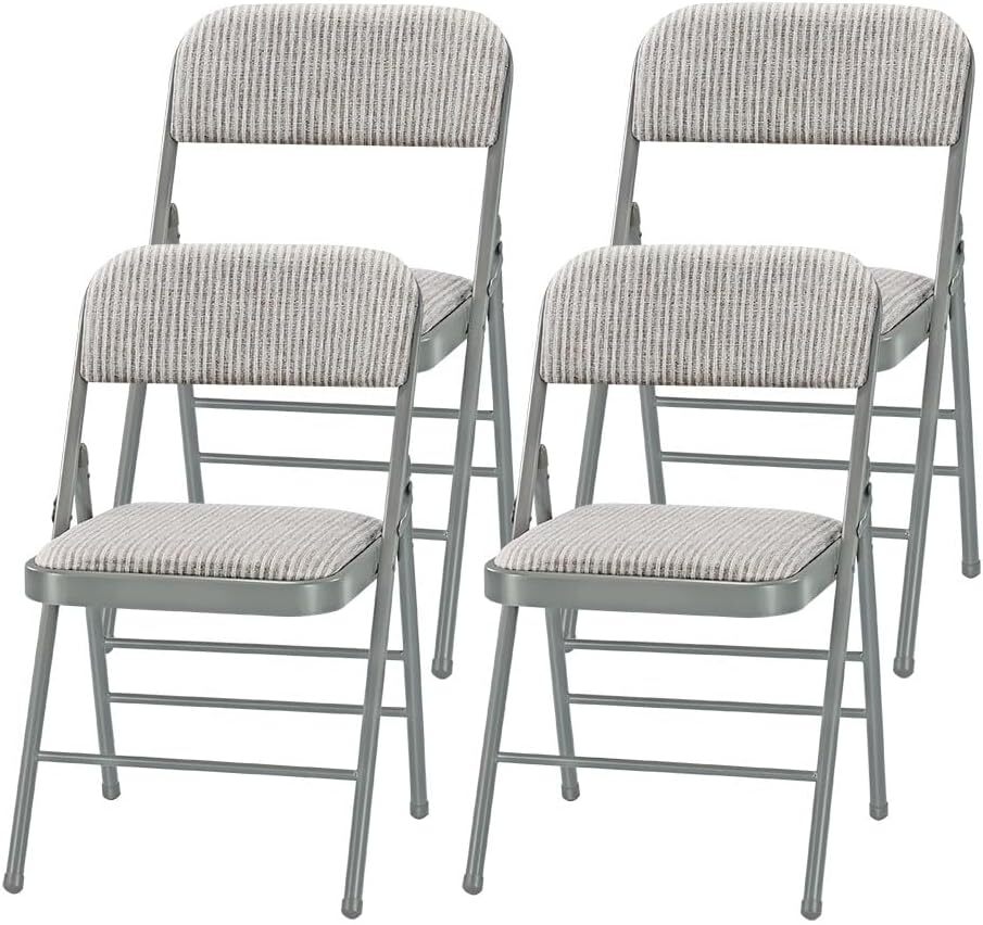 4 Pack Folding Chairs w/ Cushion, Metal Frame Foldable Chair for Party, Event