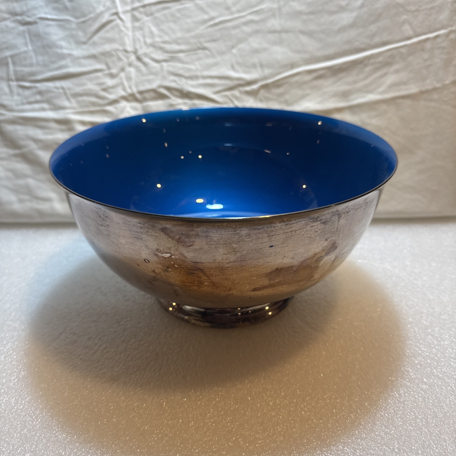 Vintage Reed and Barton Silver Plated Bowl #105 Blue lining 9”