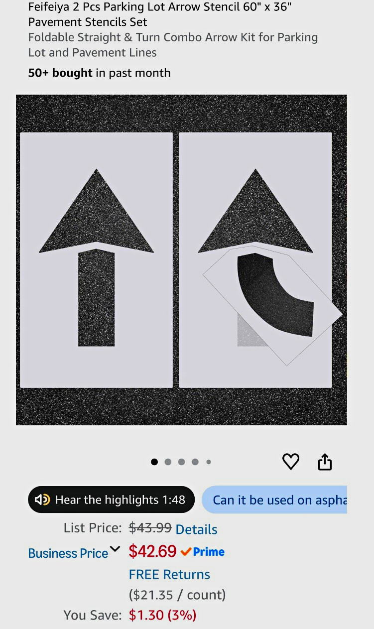 Feifeiya 2 Pcs Parking Lot Arrow Stencil Set 60