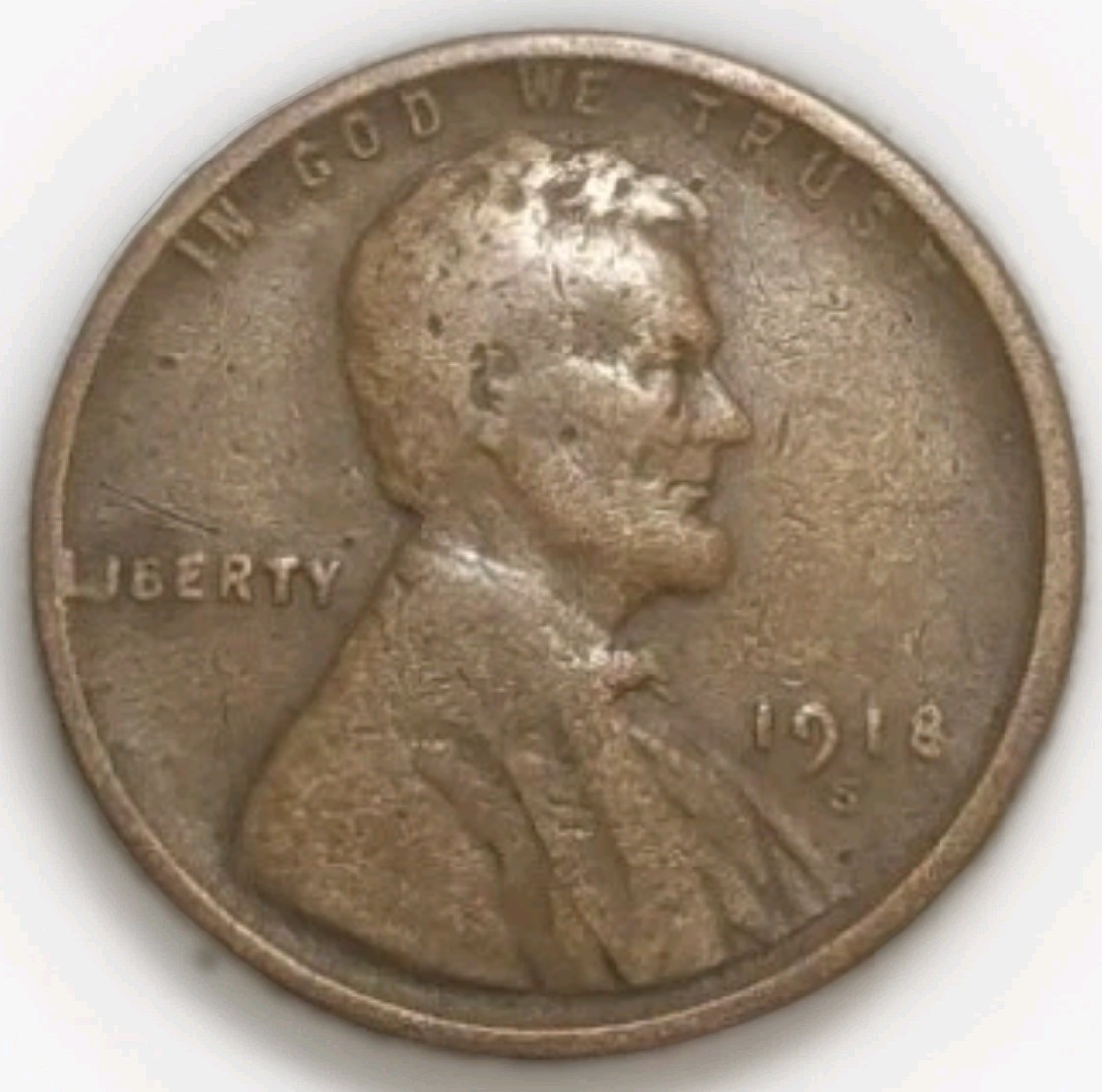 Early S Mint 1918 S Lincoln Wheat Penny Copper Cent VeryGood Condition FreePost 