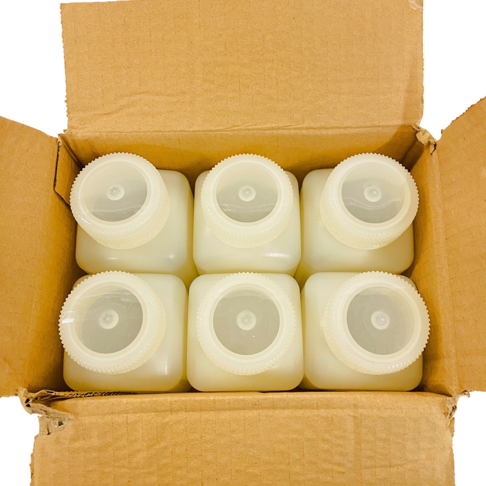 Karter Scientific 250mL Wide-Mouth Square HDPE Bottles 238B2 w/ PP Caps, 6-Pack