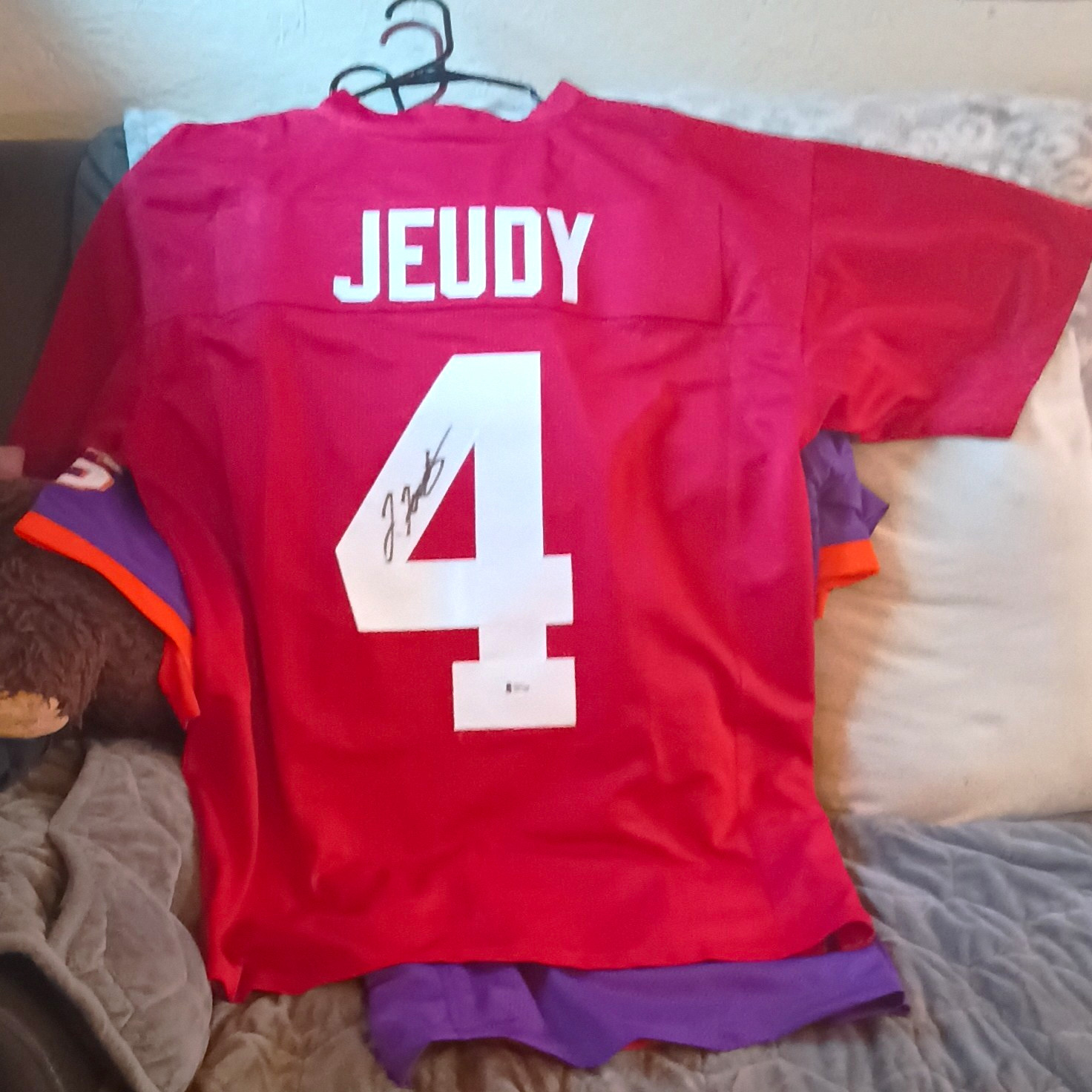 Jerry Jeudy Signed #4 Football Jersey, Beckett BAS Authenticated