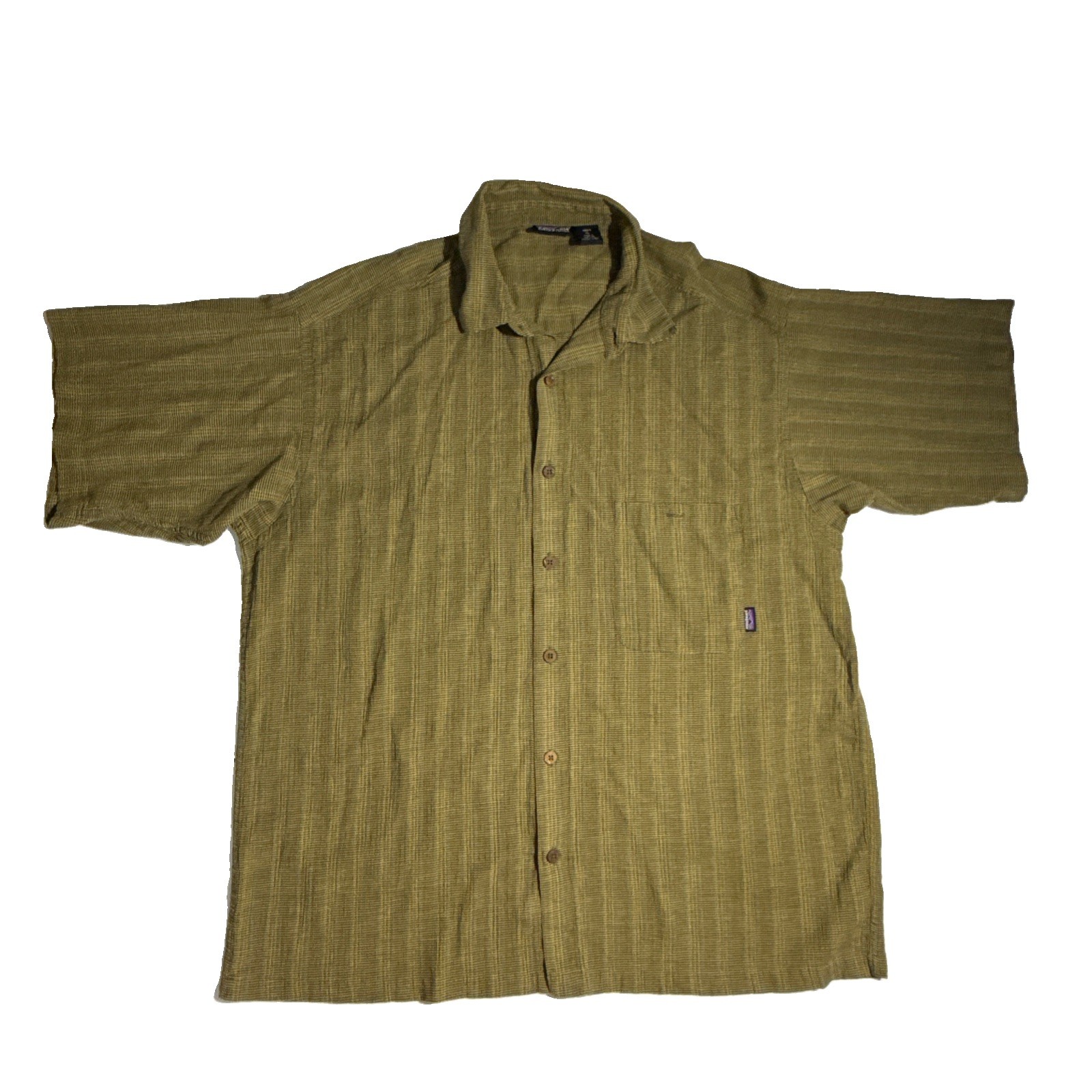 Patagonia Men’sXL Organic Cotton Green Yellow Plaid Short Sleeve Button Up shirt