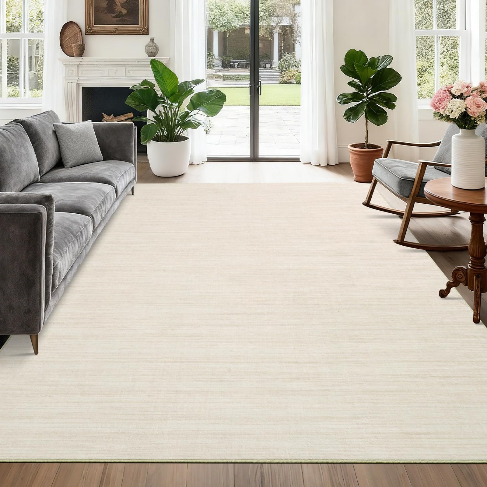 GarveeHome 5x7 Area Rug Non Slip Ivory Bedroom Nursery Kitchen Rug
