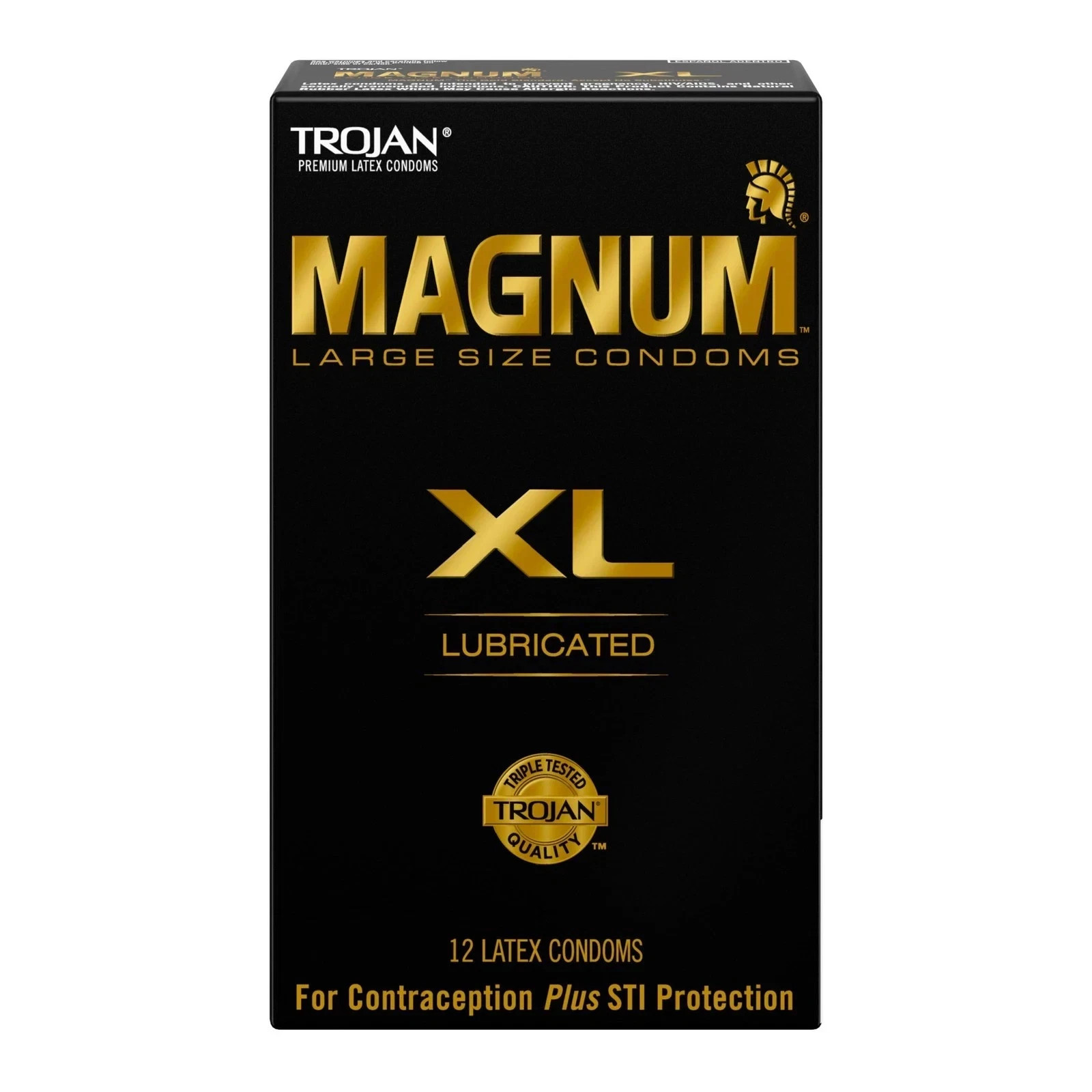 TROJAN Lubricated Magnum Condoms XL Large Size - 12 (Pack of 12), Black TROJAN Lubricated Magnum Condoms XL Large Size - 12 (Pack of 12), Black