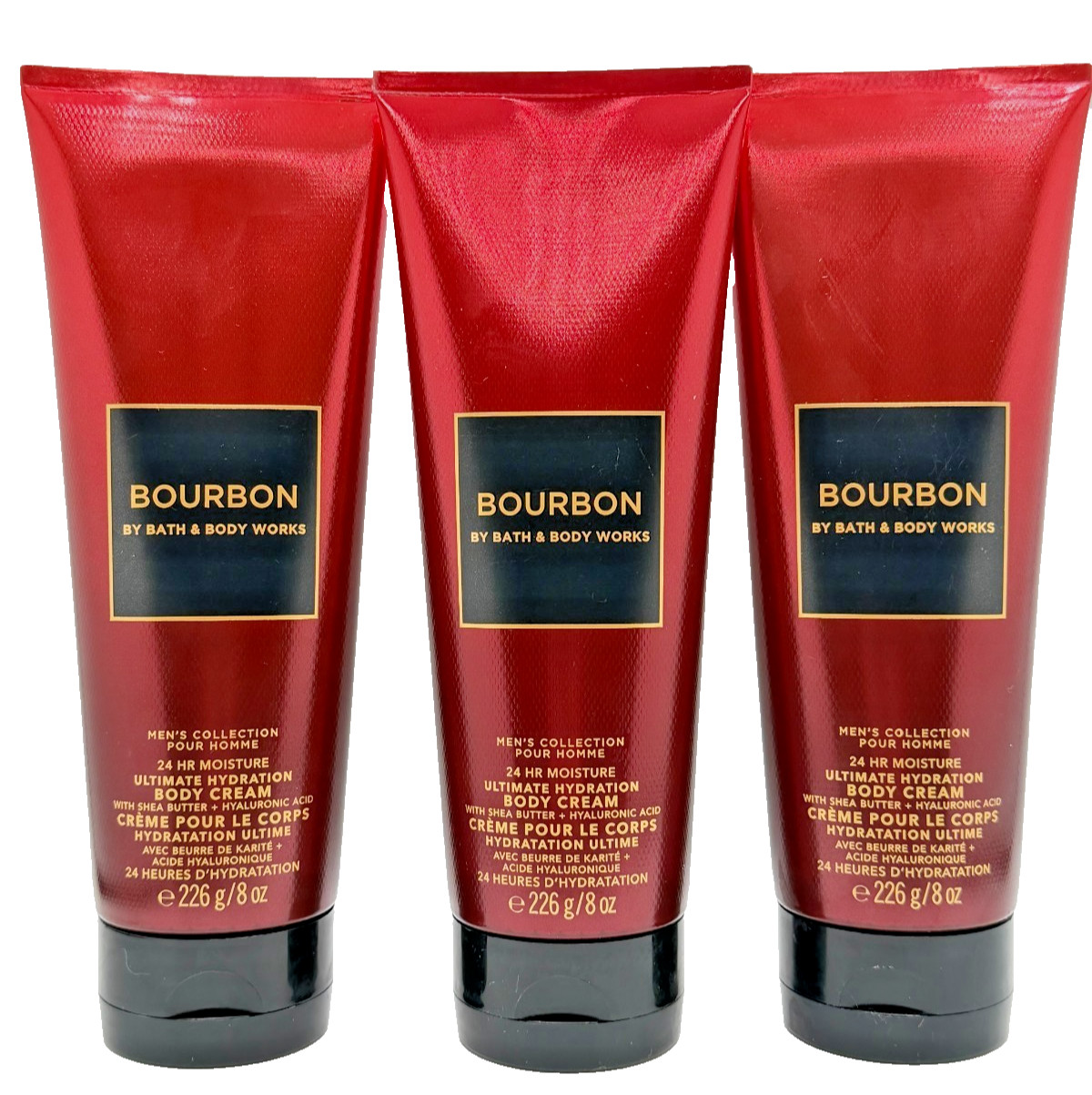 NEW Bath & Body Works Lot of 3 Tubes Bourbon Men's Hydrating Body Cream 8 oz NEW Bath & Body Works Lot of 3 Tubes Bourbon Men's Hydrating Body Cream 8 oz