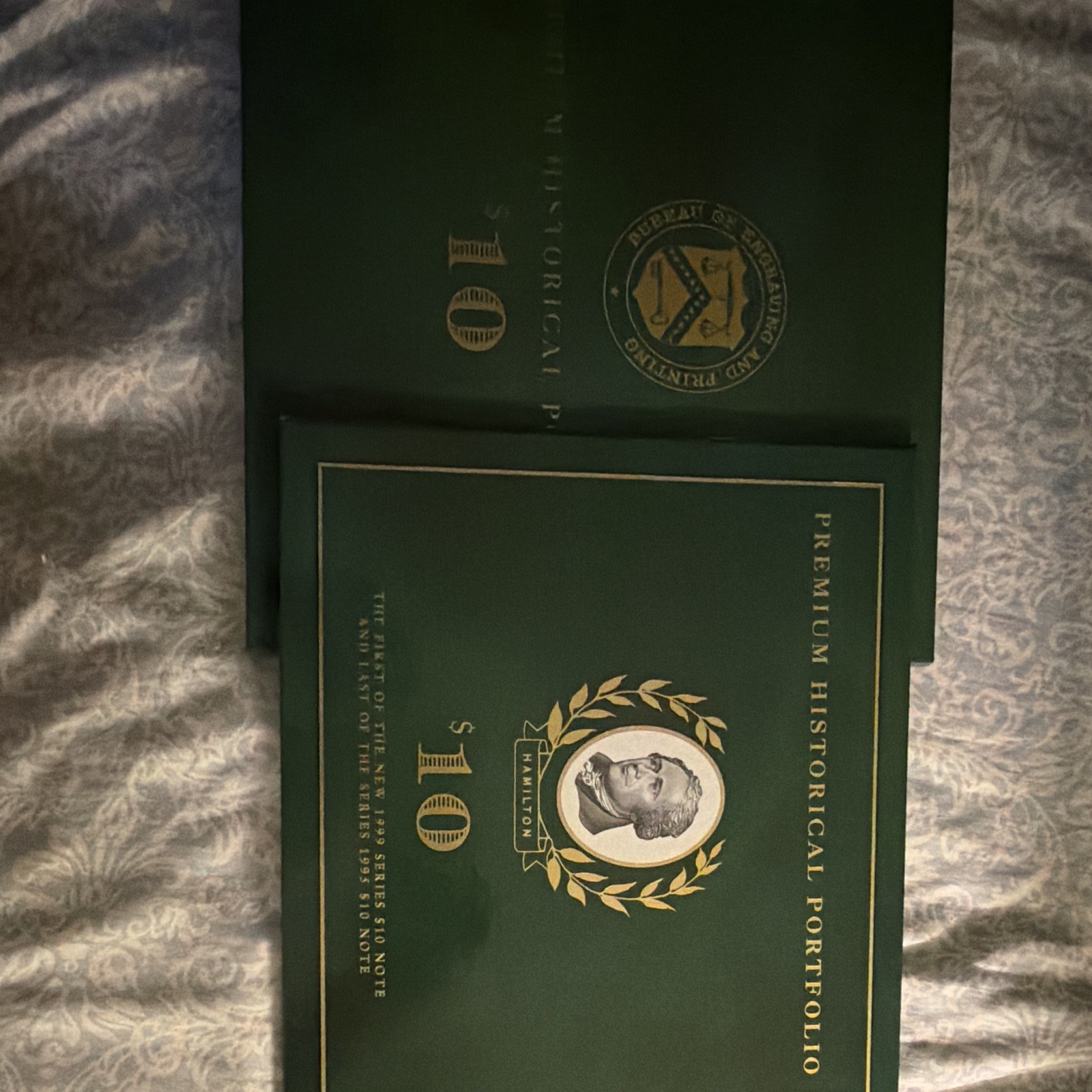 BEP Premium Historical Portfolio 1999 & 1995 $10Notes Low Serial #302 w/COA
