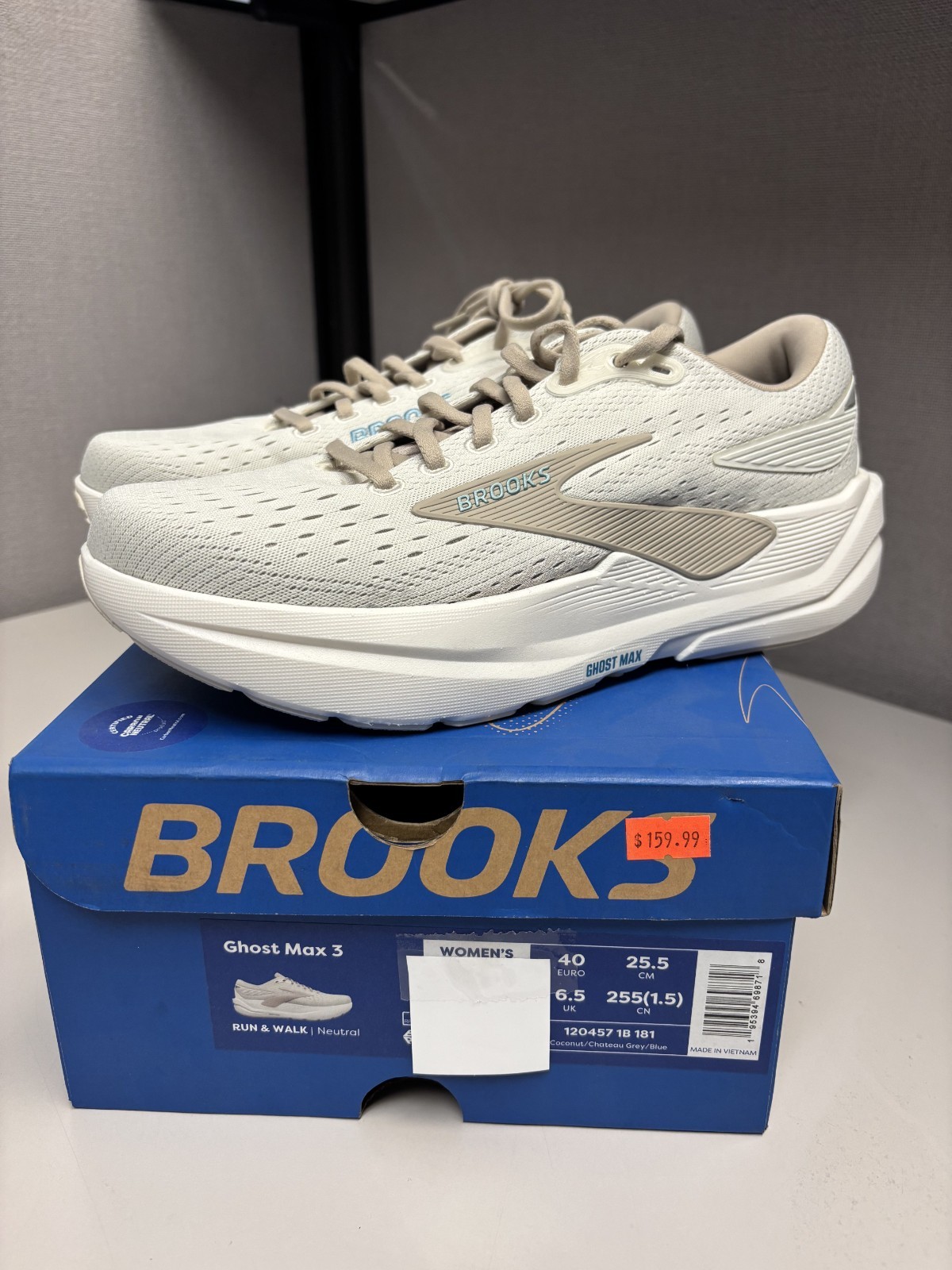 Brooks Women's Ghost Max 3 Coconut Chateau Grey Blue Med Width Multi Sizes NEW 