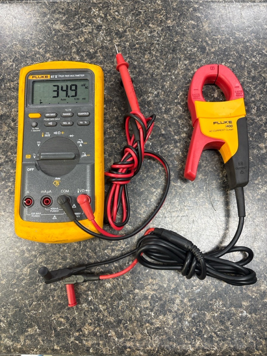 USED FLUKE 87V TRUE RMS DIGITAL MULTIMETER W/i400 AC CURRENT CLAMP (QUI005737)