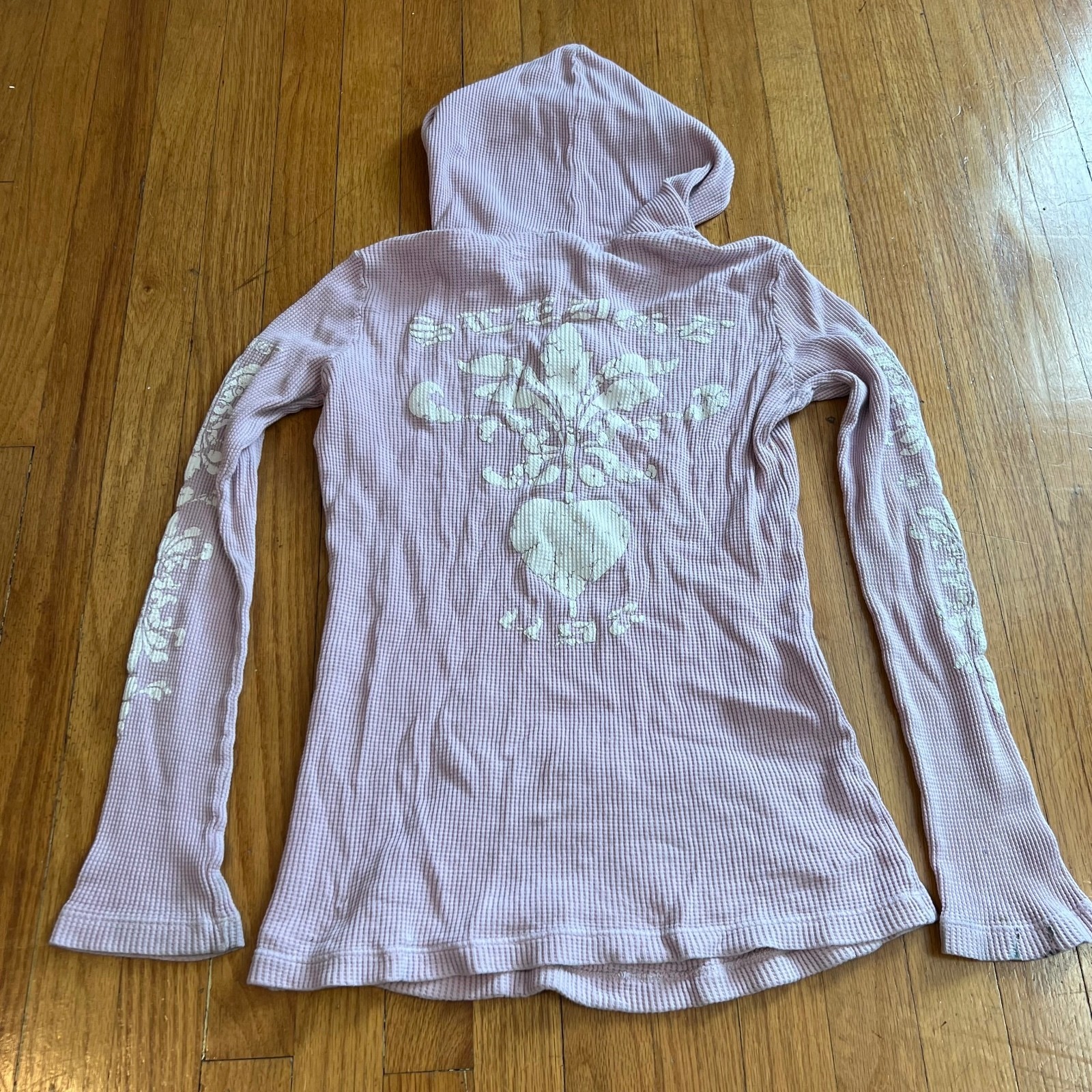 Vintage Y2K pastel grunge emo graphic design fitted long sleeve with hood Vintage Y2K pastel grunge emo graphic design fitted long sleeve with hood