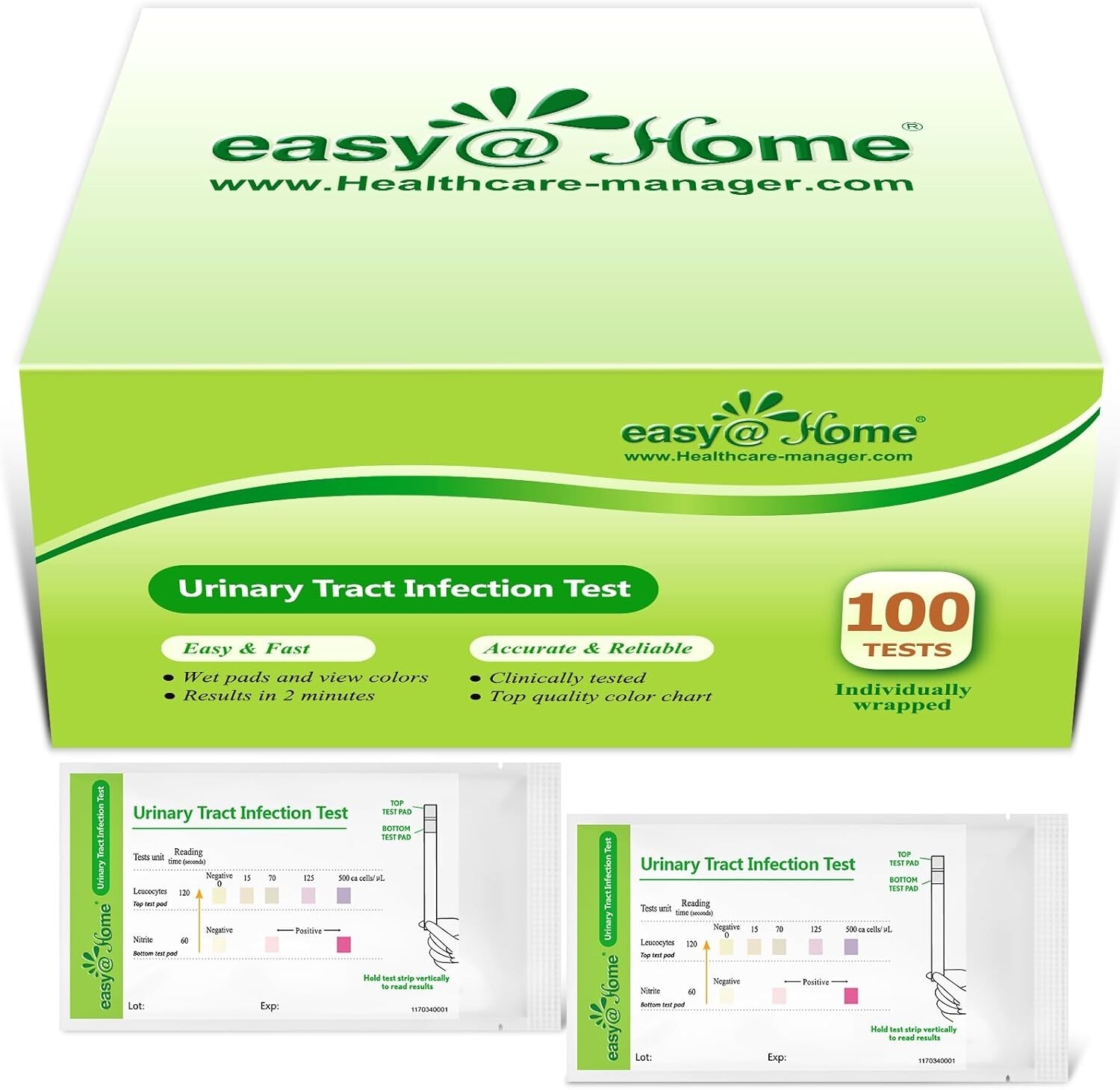 Easy@Home 100 Individual Pouch Urinary Tract Infection Test Strips