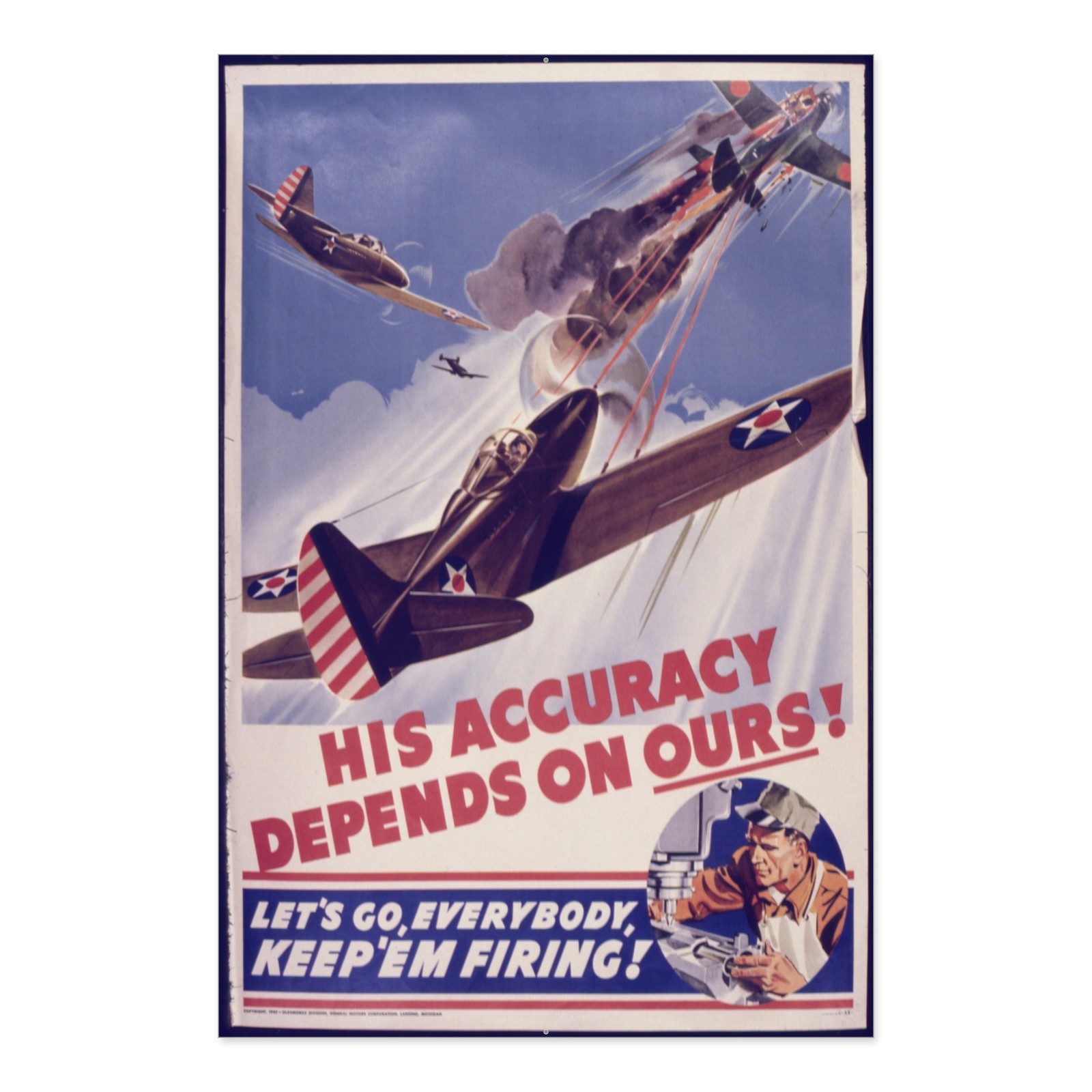 His Accuracy Depends On Ours Let\'s Go WWII Propaganda Poster Aluminum Sign