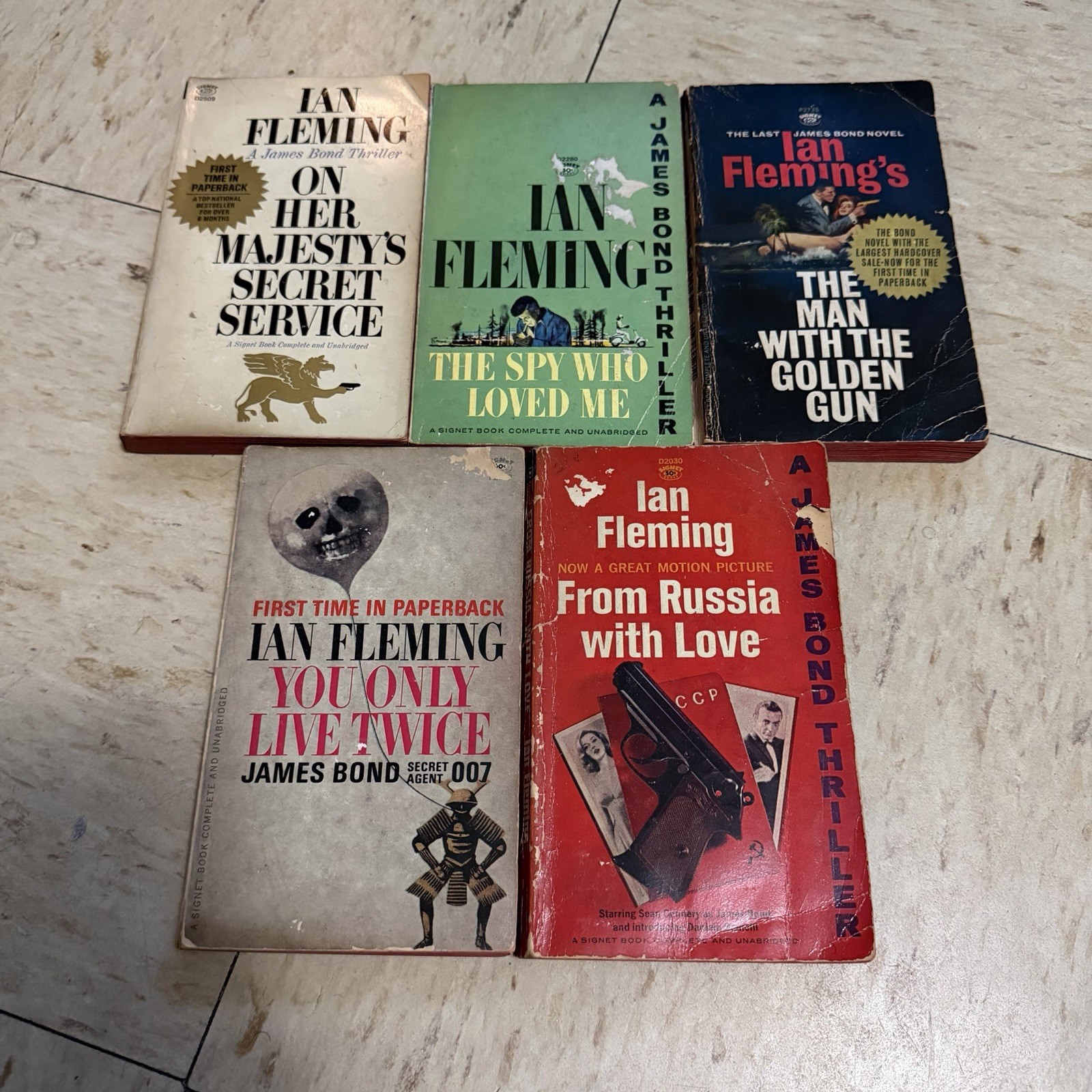 Ian Fleming James Bond Vintage Signet Paperback Lot 5 Books 007 Some 1st Prints