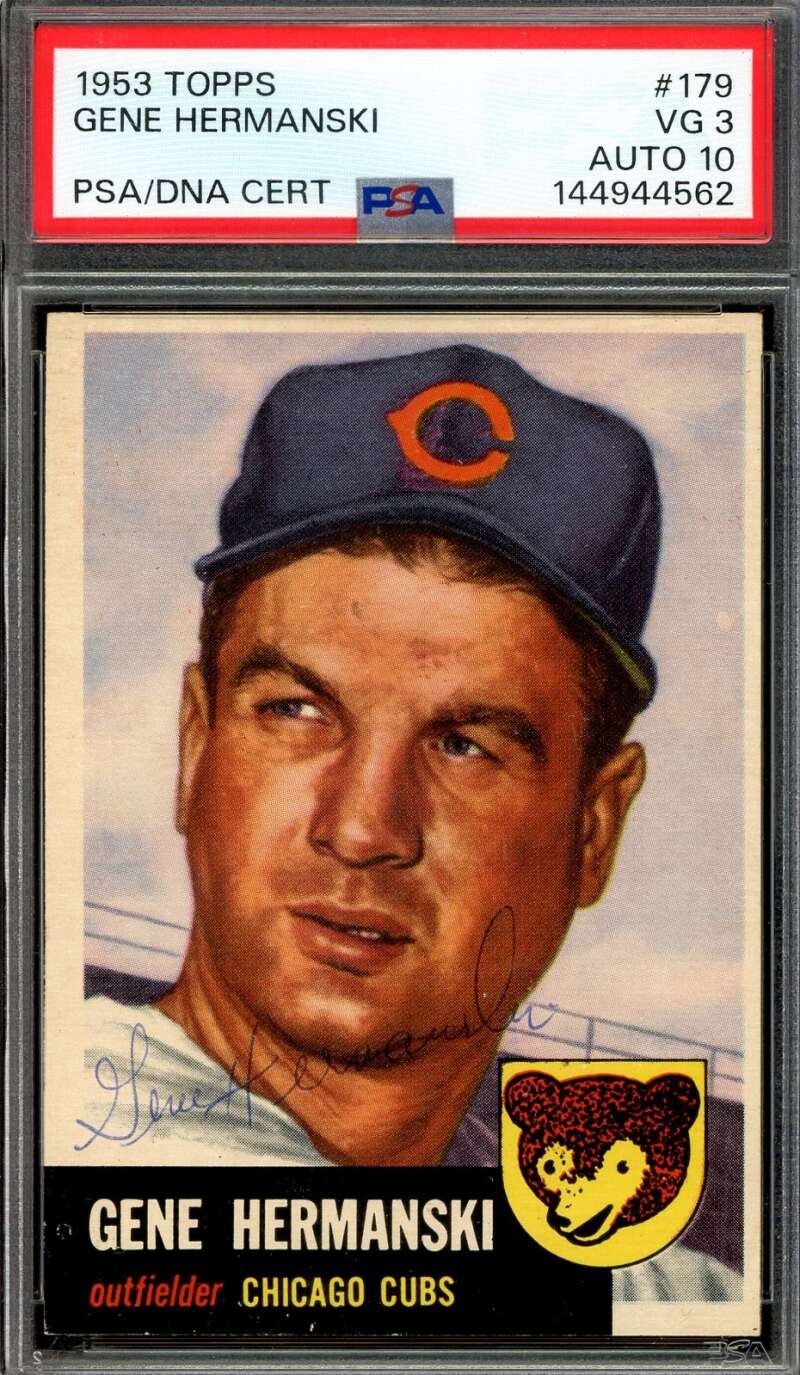 Gene Hermanski Gem Mint 10 PSA DNA Signed 1953 Topps Autograph Gene Hermanski Gem Mint 10 PSA DNA Signed 1953 Topps Autograph