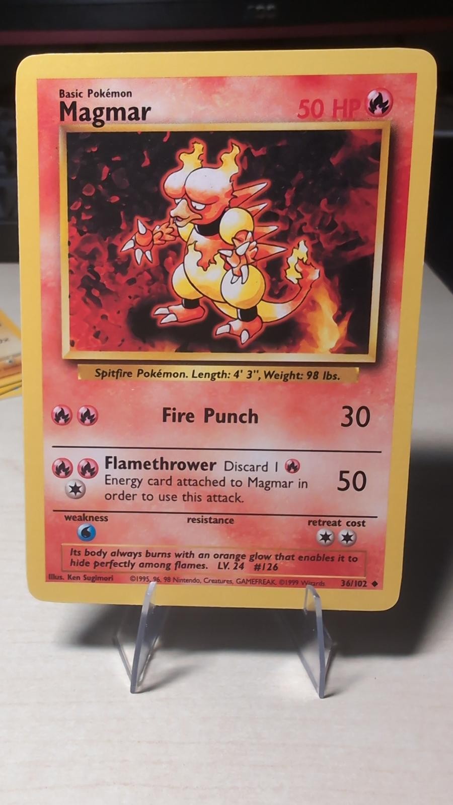 Magmar 36/102 Uncommon Base Set Unlimited Pokemon Lightly Played Magmar 36/102 Uncommon Base Set Unlimited Pokemon Lightly Played