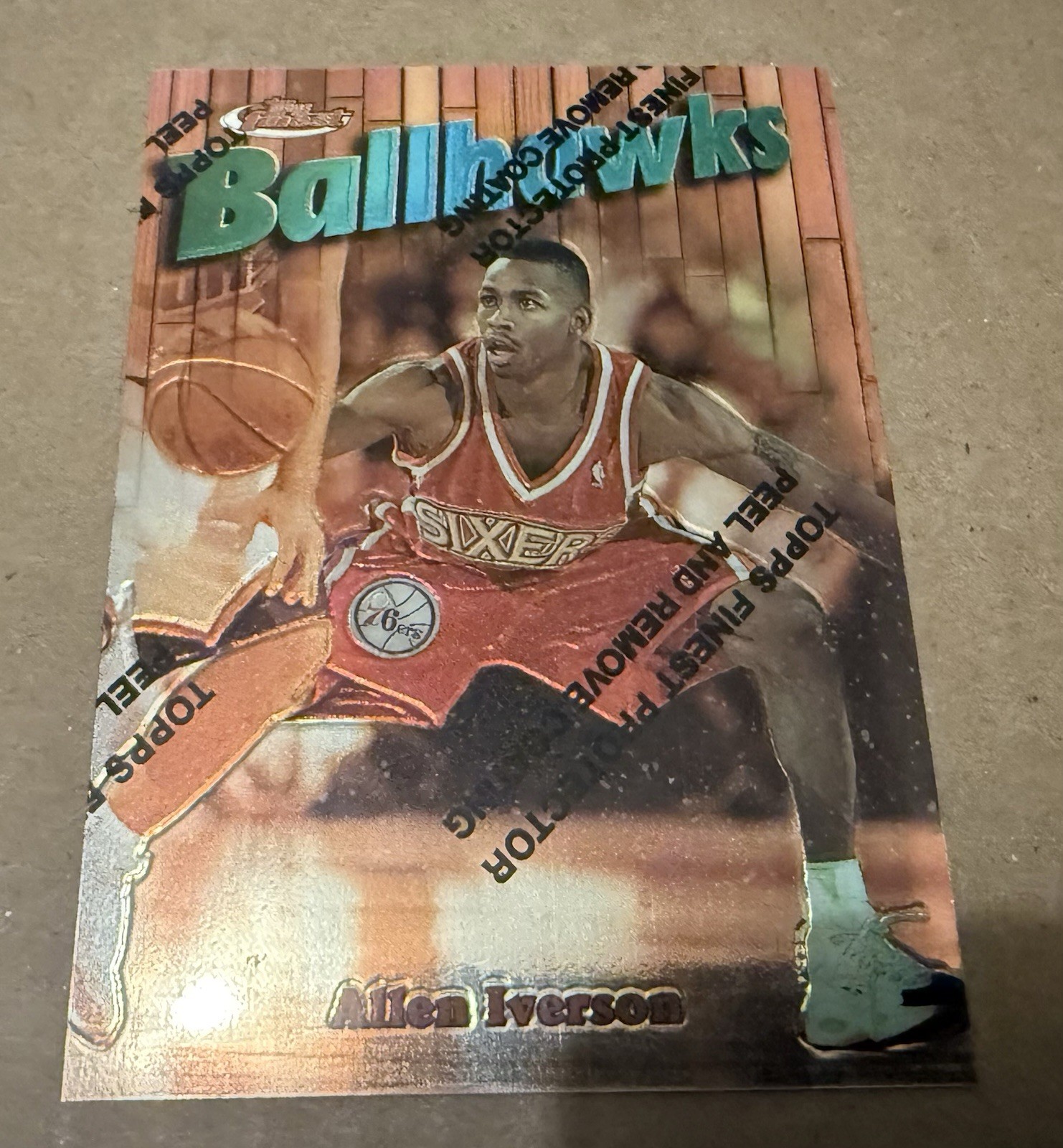 1997-98 Topps Finest Allen Iverson Ballhawks w/ Protective Coating #57 76ers