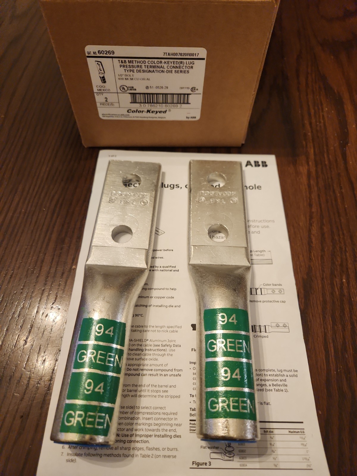 SET OF 2-THOMAS & BETTS 60269 ALUMINUM COMPRESION LUG 400MCM 1/2