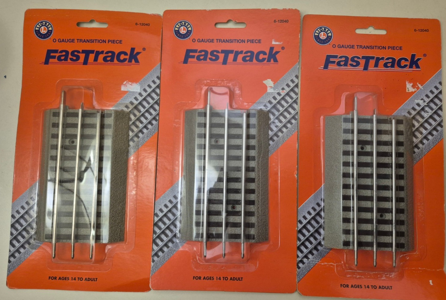 Lot of 3 Lionel Fastrack 6-12040 Transition Piece NIB