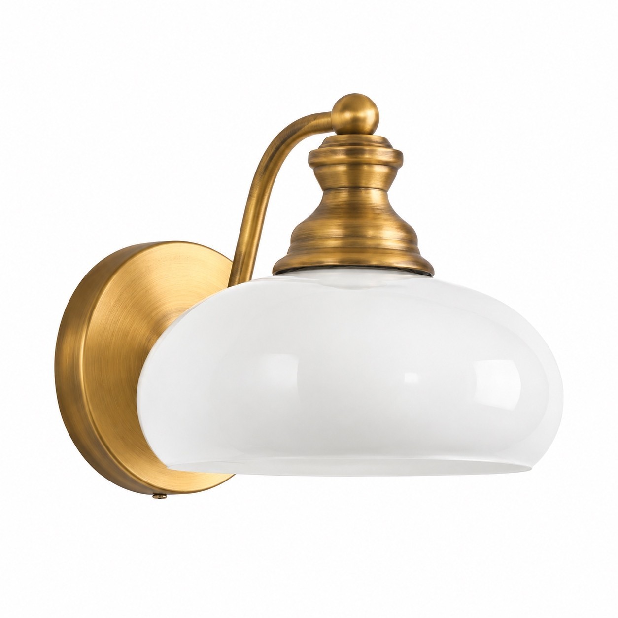 Vintage Single Wall Sconce, Bright White Opal Glass Shade E26 Wall Lamp for Bedr