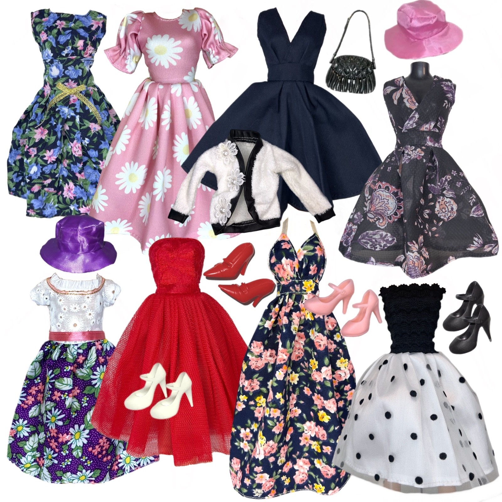 Eledoll Clothes Fashion Pack VINTAGE FLORALS Classic Dresses 1950's Eledoll Clothes Fashion Pack VINTAGE FLORALS Classic Dresses 1950's