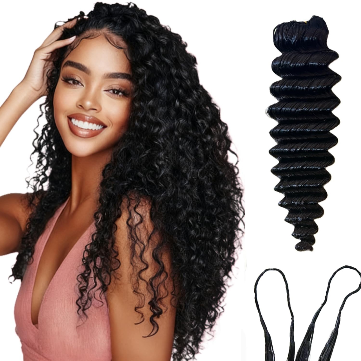 Crochet Deep Wave 100% Human Hair Miracle Knots Black 50g/Pack Crochet Deep Wave 100% Human Hair Miracle Knots Black 50g/Pack