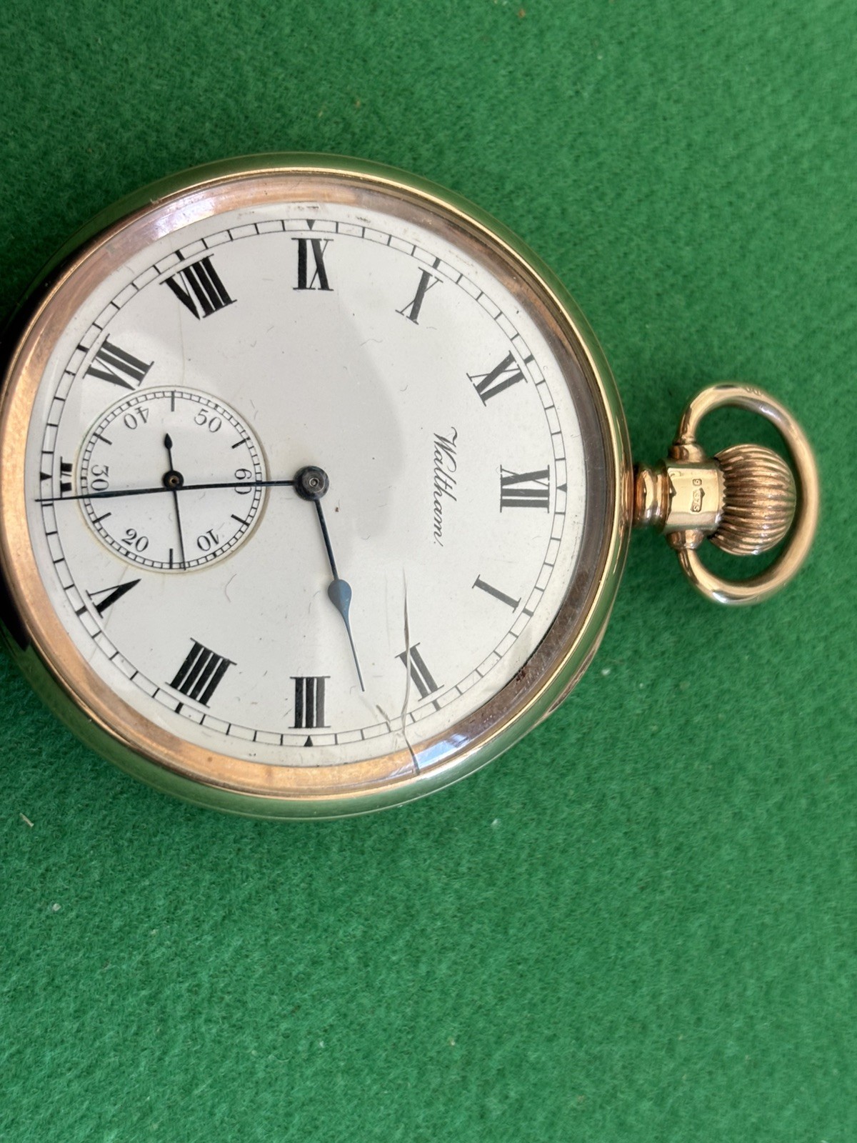 Solid 9 ct Gold Open Face Waltham 1897 Pocket watch 17 Jewels Fully Hallmarked
