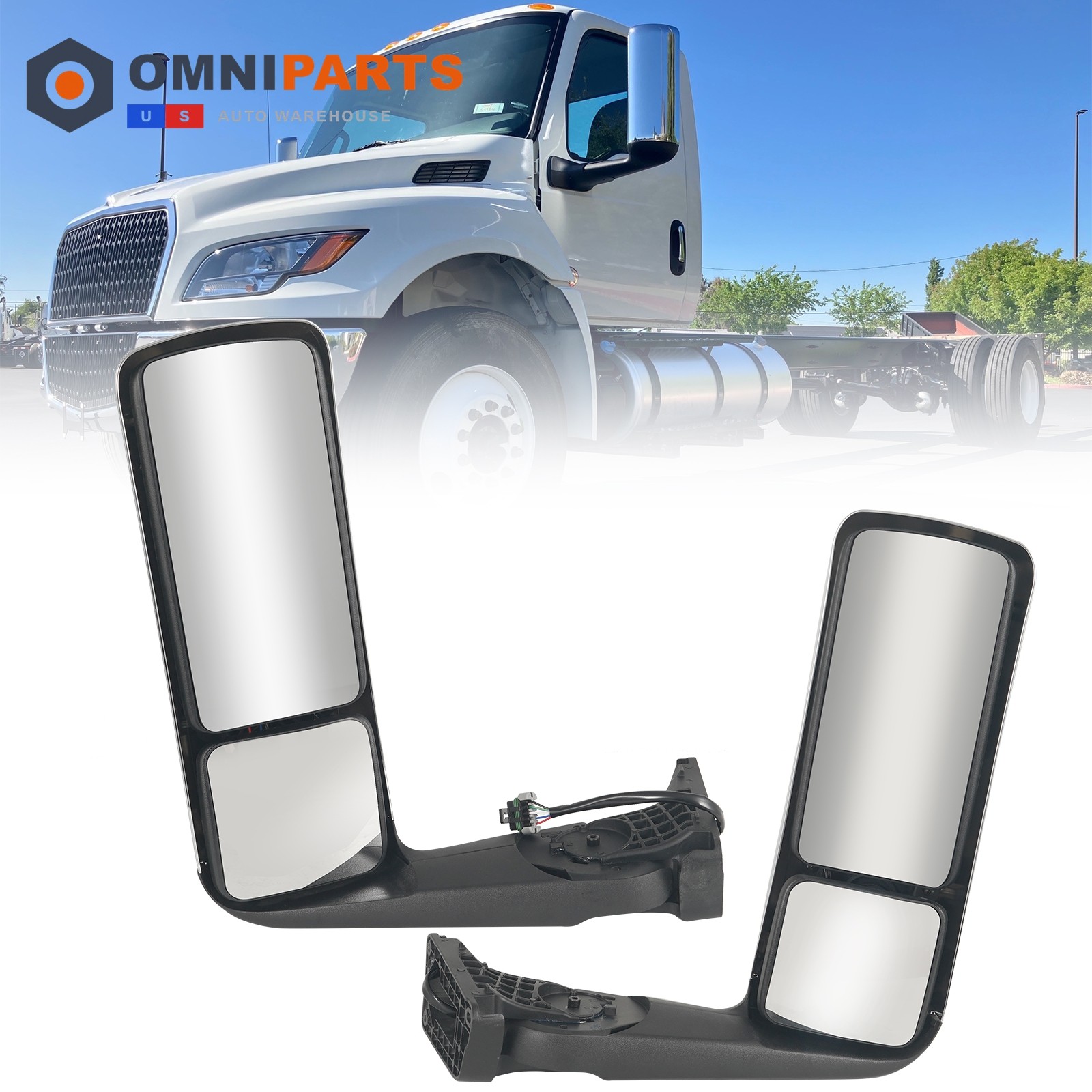 2PCS LH+RH Chrome Heated Door Mirror For 17-24 International Harvester LT LT625 2PCS LH+RH Chrome Heated Door Mirror For 17-24 International Harvester LT LT625
