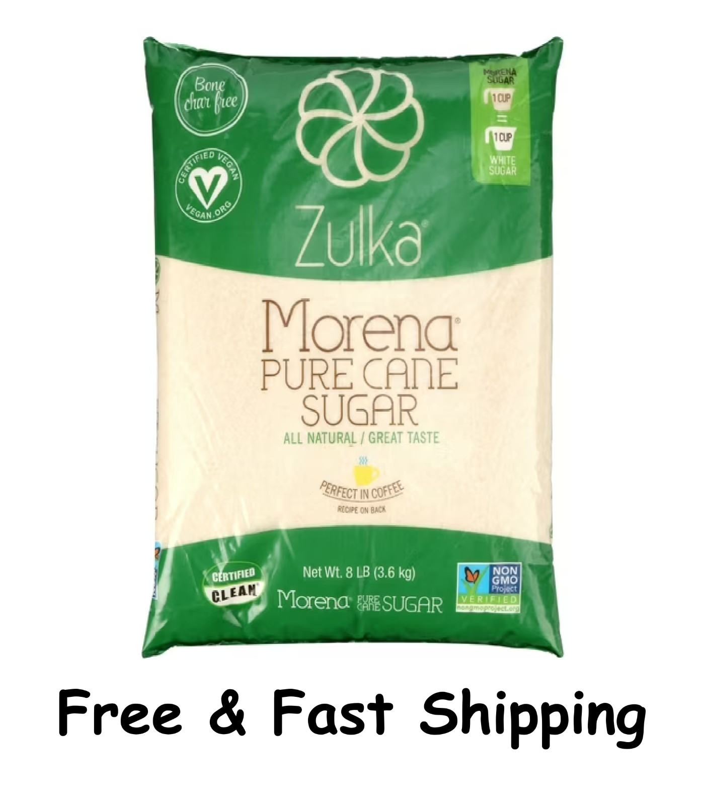 Zulka Pure Cane Sugar, 8 lb, Vegan & Plant Based and Non GMO. Zulka Pure Cane Sugar, 8 lb, Vegan & Plant Based and Non GMO.