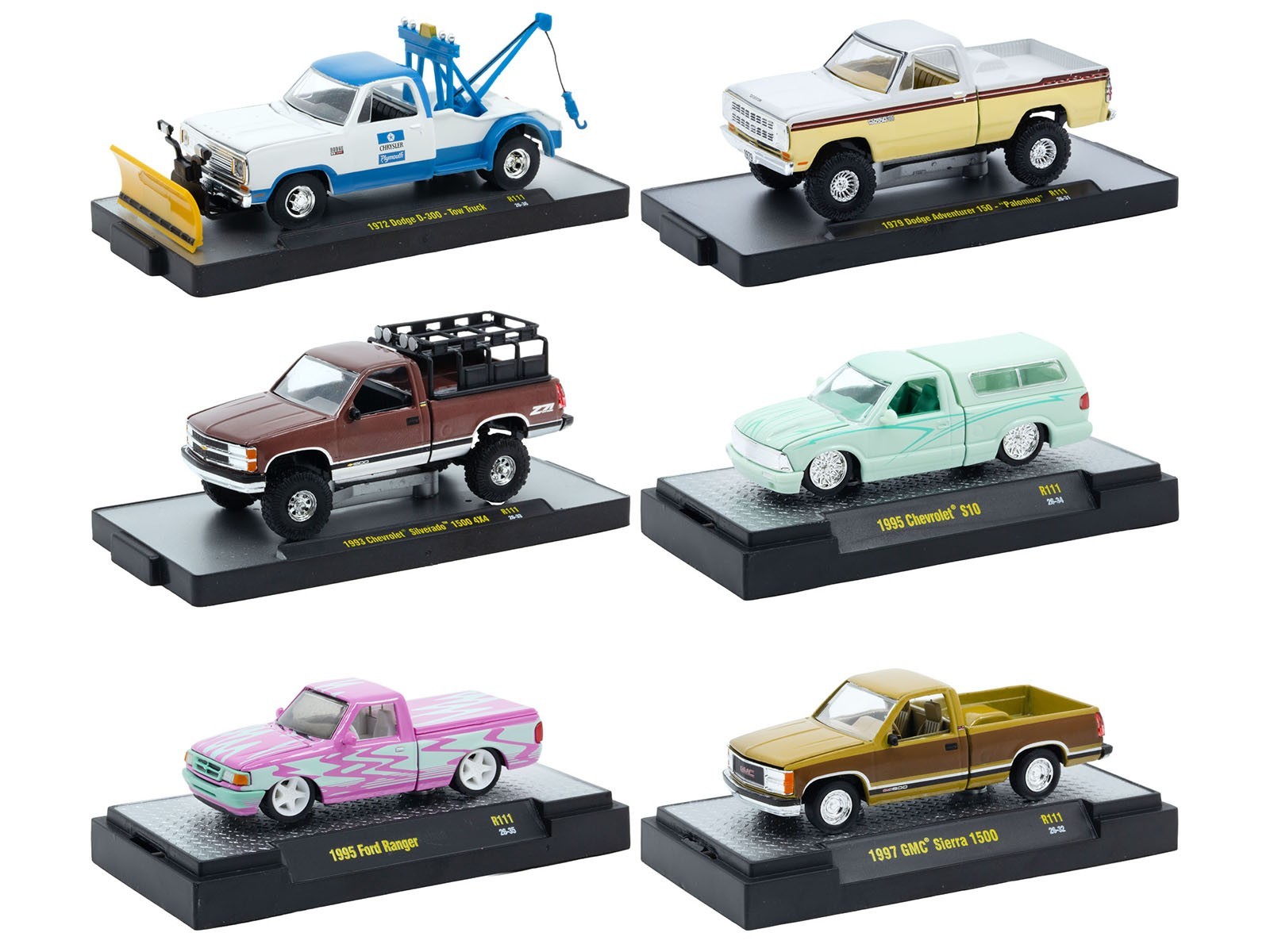 AUTO THENTICS 6 PC CAR SET RELEASE 111 IN CASES 1/64 BY M2 MACHINES 32500-111