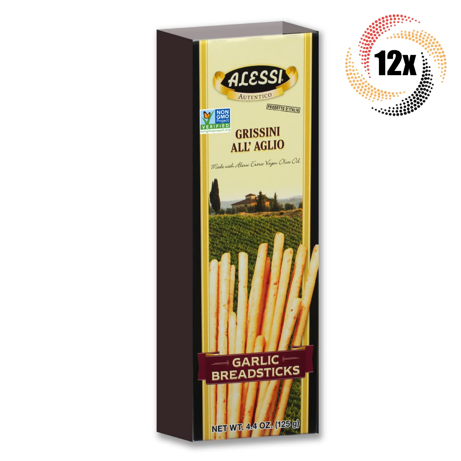 12x Pack Alessi Autentico Imported Garlic Breadsticks | Extra Virgin Oil | 4.4oz