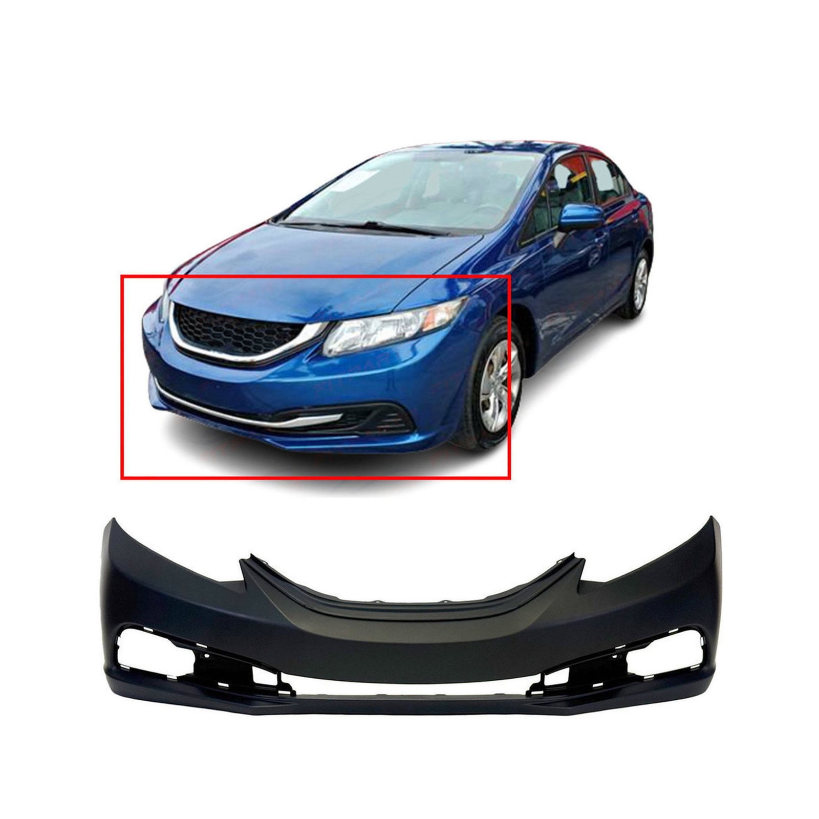 2013-2015 Honda Civic Hybrid Sedan Front Bumper Cover HO1000290 04711TR3A70ZZ
