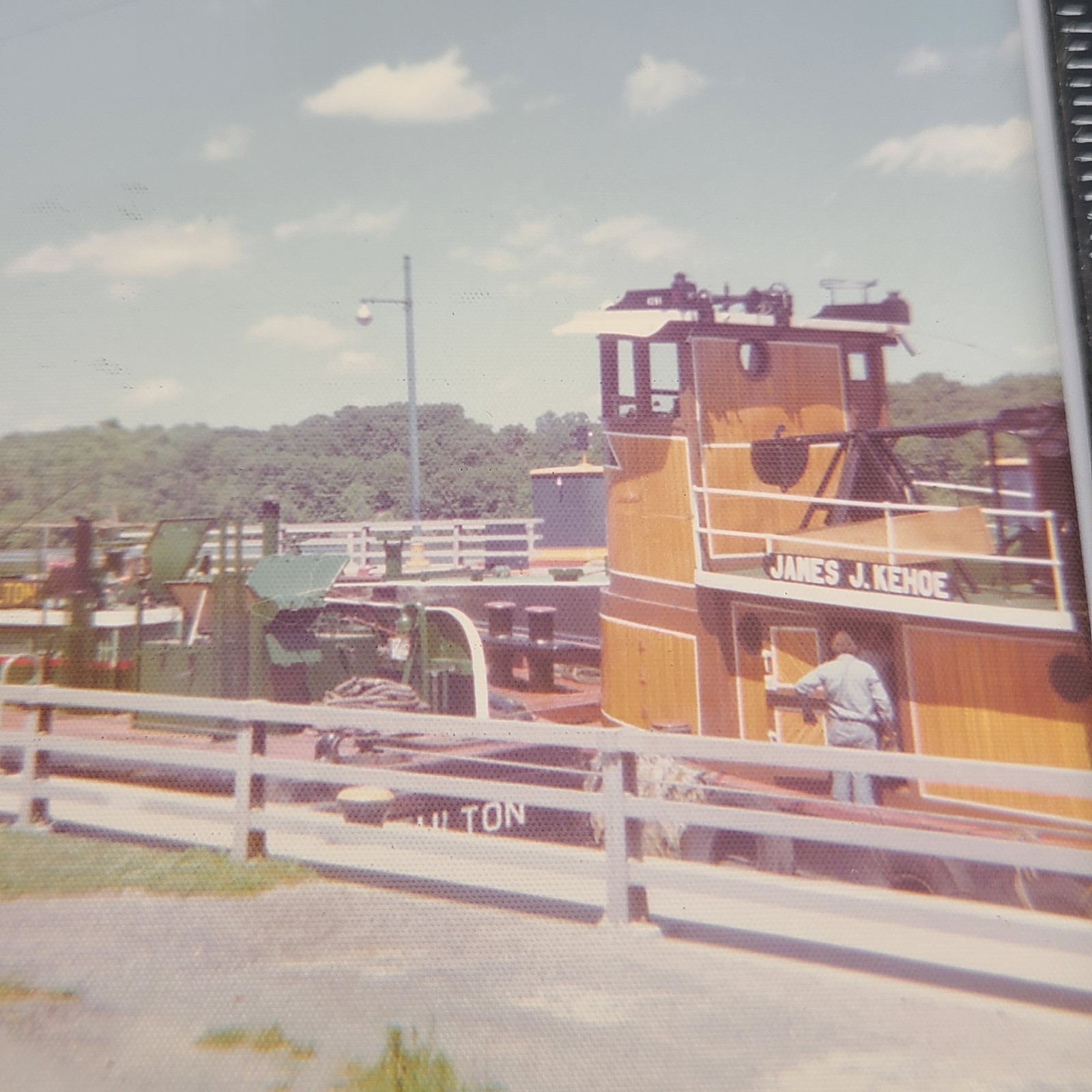 Upper Hudson River NY Tugboat Fulton Canal Lock 1974 Vintage Photo Upper Hudson River NY Tugboat Fulton Canal Lock 1974 Vintage Photo