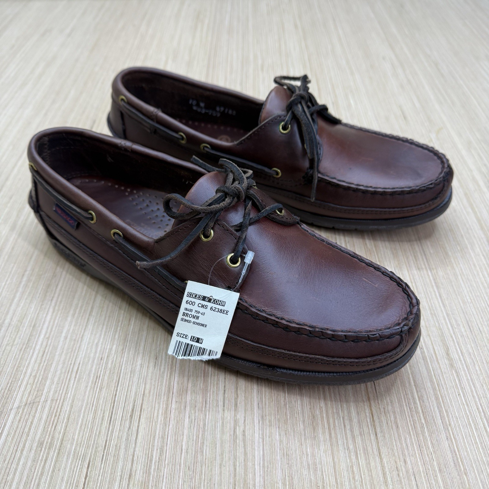 NEW Vintage Men’s Sebago Docksides Schooner Brown Boat Shoes Size 10 W - USA NEW Vintage Men’s Sebago Docksides Schooner Brown Boat Shoes Size 10 W - USA