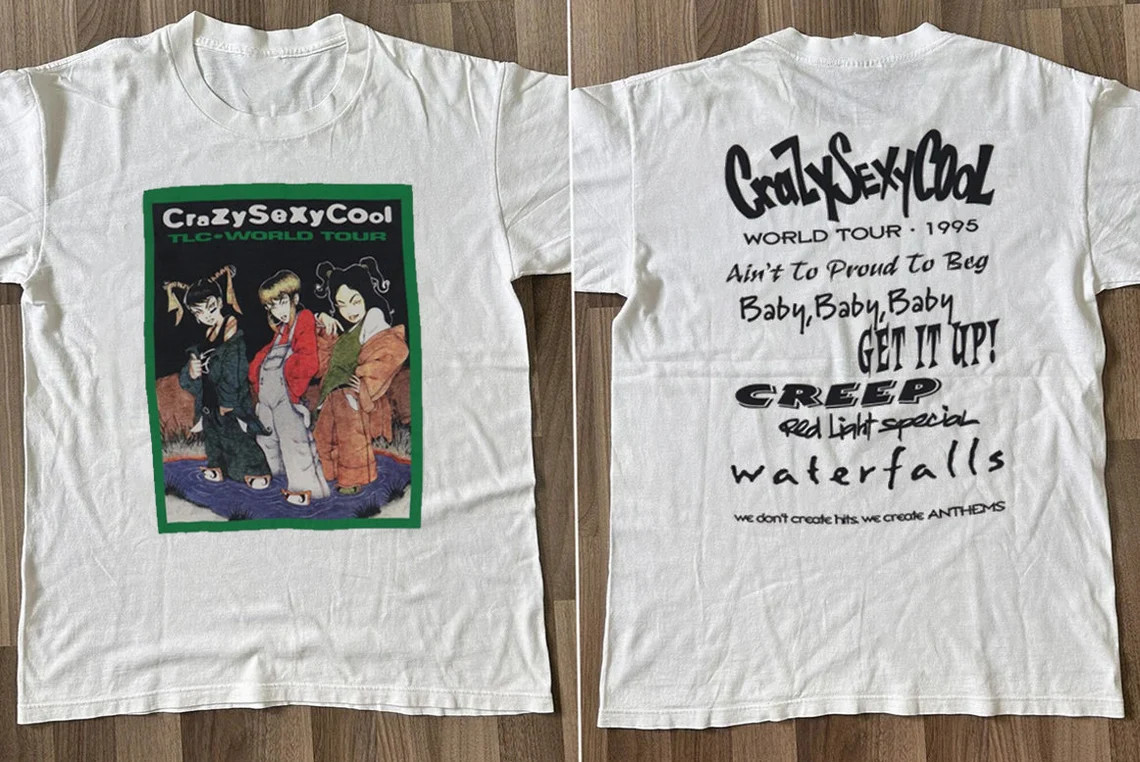 Vtg TLC Crazy Sexy Cool World Tour Cotton White Shirt For Men Full Size MC659
