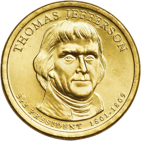 2007 D Thomas Jefferson Presidential Dollar From Mint Roll, 