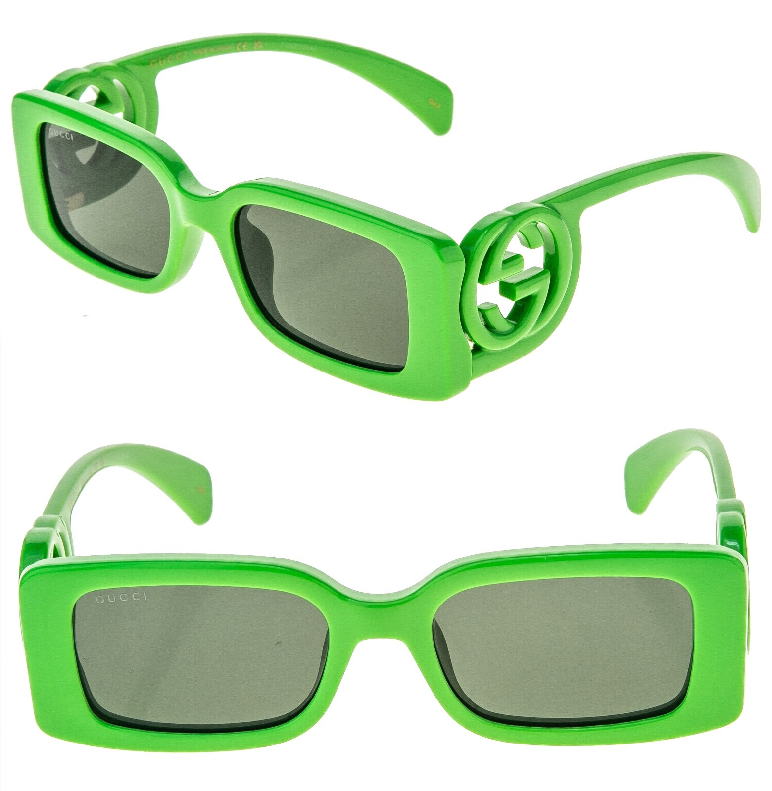 GUCCI Couture 1325 Green GG Logo 009 Narrow Fashion Square Sunglasses GG1325S