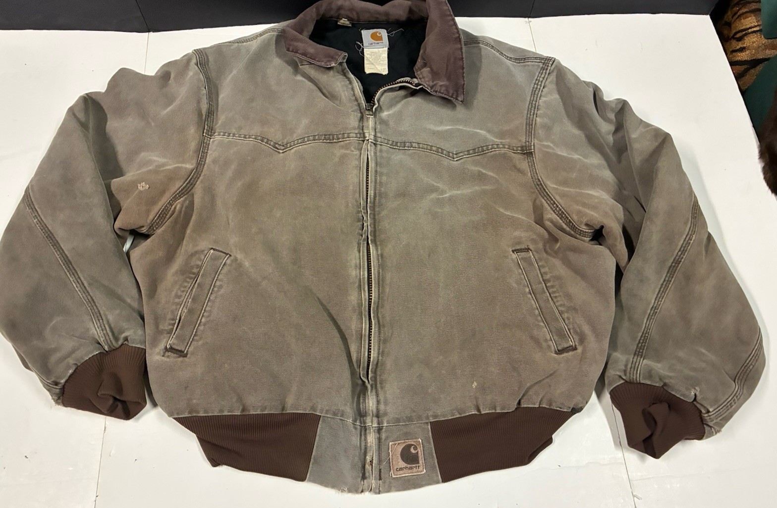 VTG Carhartt J14 CHT Santa Fe Jacket Faded Distressed Style Light Brown XXL