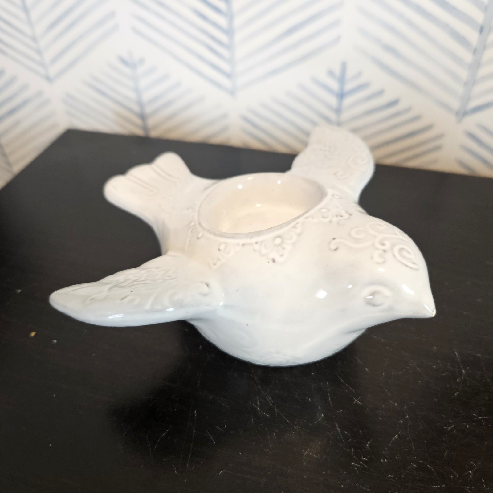 Vietri Italian Ceramic Bellezza White Dove Bird Votive Candleholder Discontinued