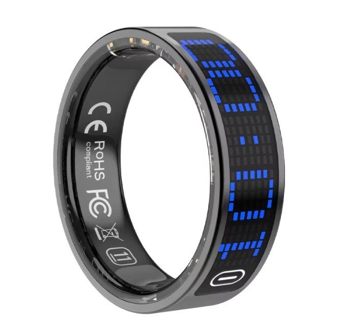 Smart Ring w/ Display Bluetooth Fitness Tracker Heart Rate Sleep Monitor