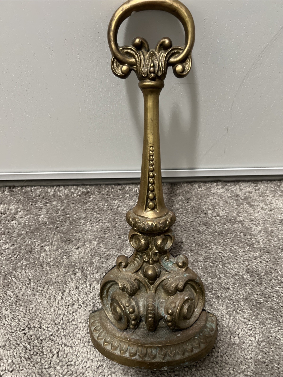 Antique 1900s Victorian/Rococo Scrolled Form Heavy Brass Doorstop Antique 1900s Victorian/Rococo Scrolled Form Heavy Brass Doorstop