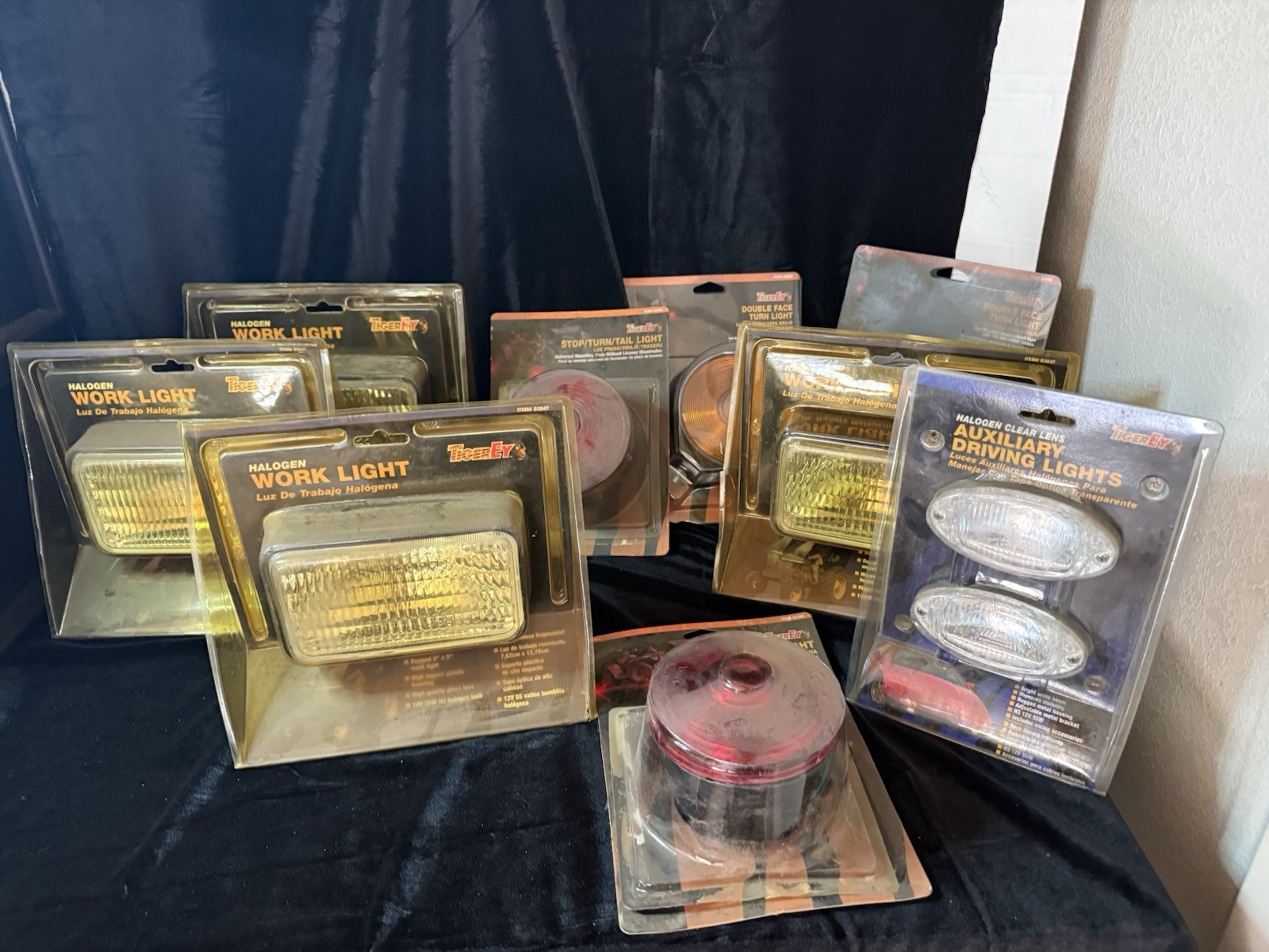 10pc Vintage NOS Tiger Ey Halogen Work Driving Stop Turn Tail Truck Light Lot