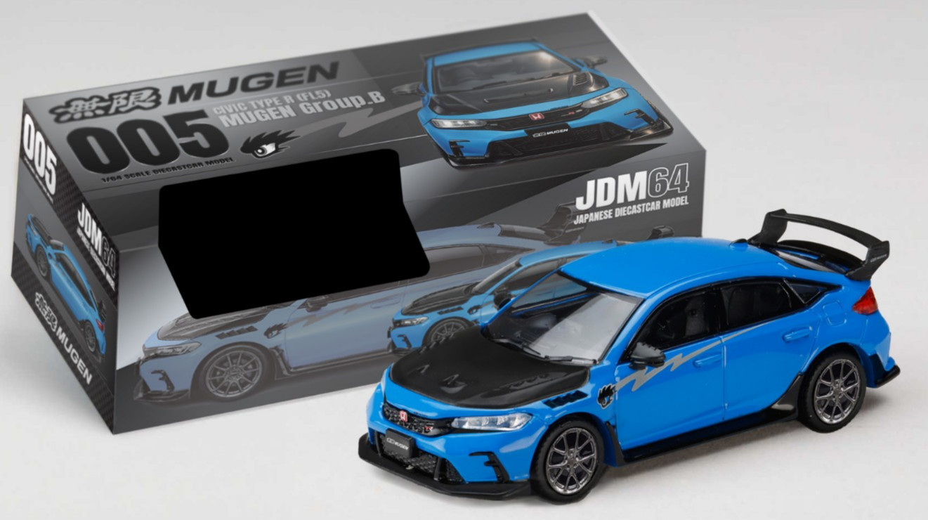Hobby Japan 2025 Racing Blue Pearl Honda Civic Type R (FL5) Mugen Group.B 1:64