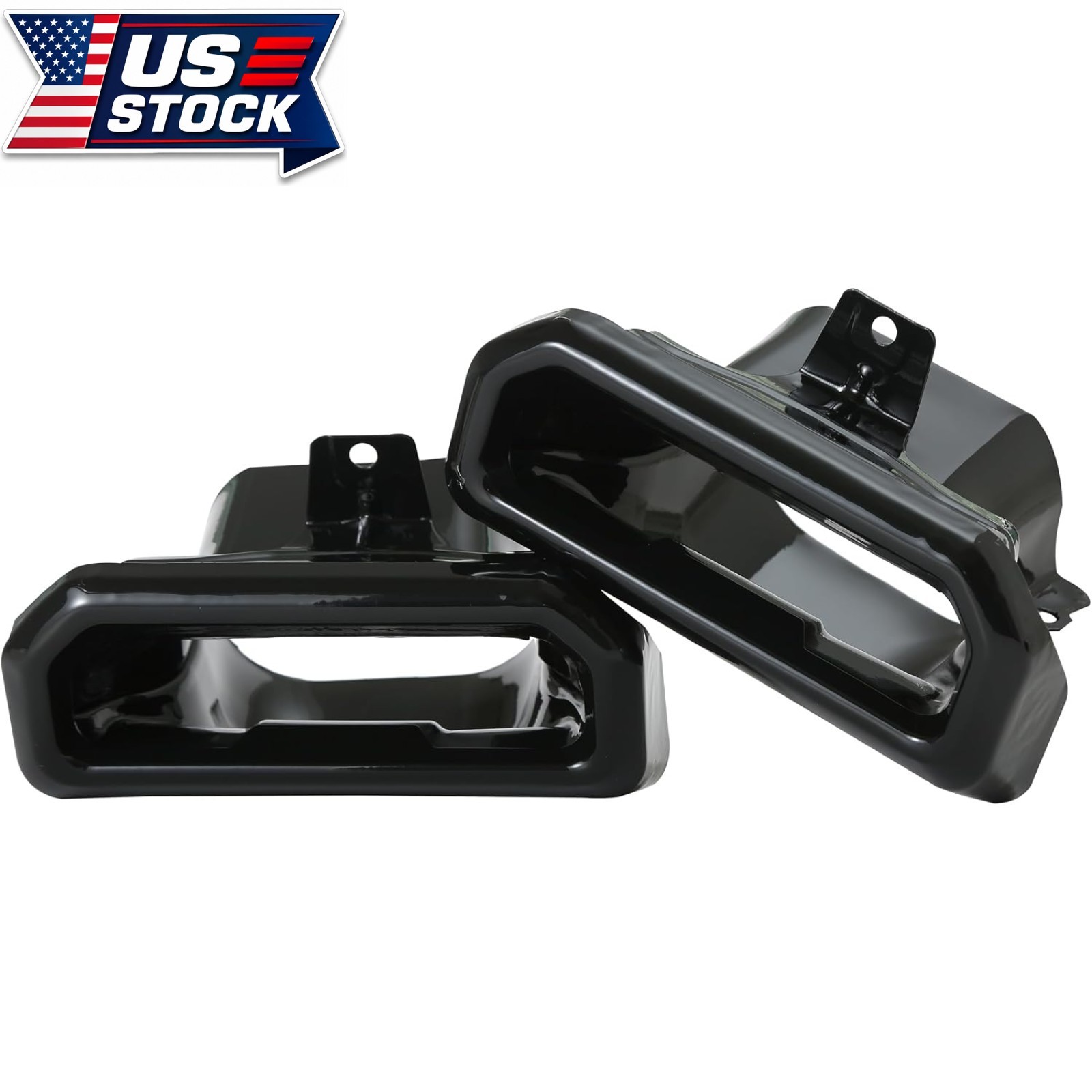 Pair(2) Exhaust Bezels Gloss Black For 2019-2024 Chevy Silverado GMC Sierra 1500