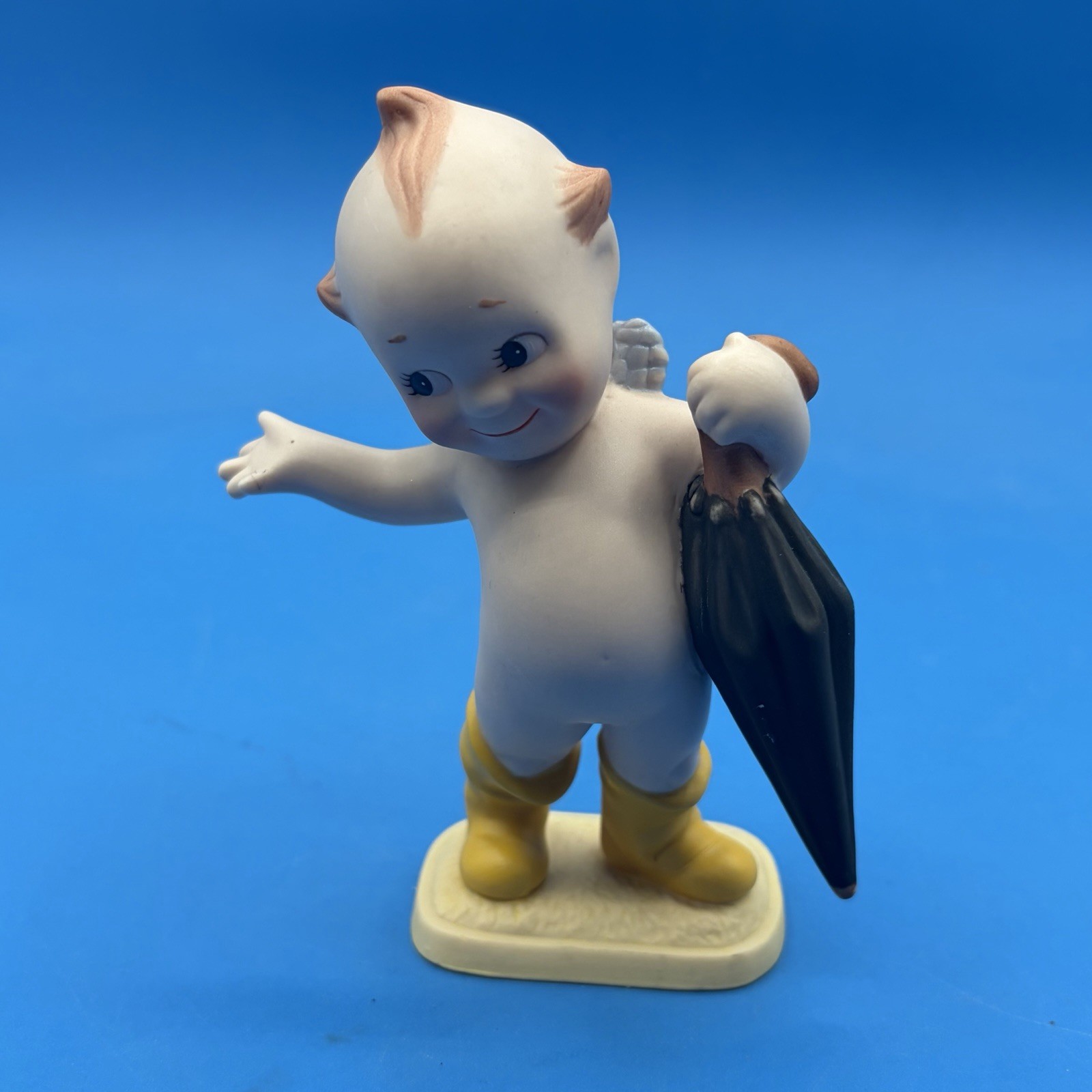 JESCO Figurine KEWPIE Rainy Day Blue Wings Porcelain Vintage 1990